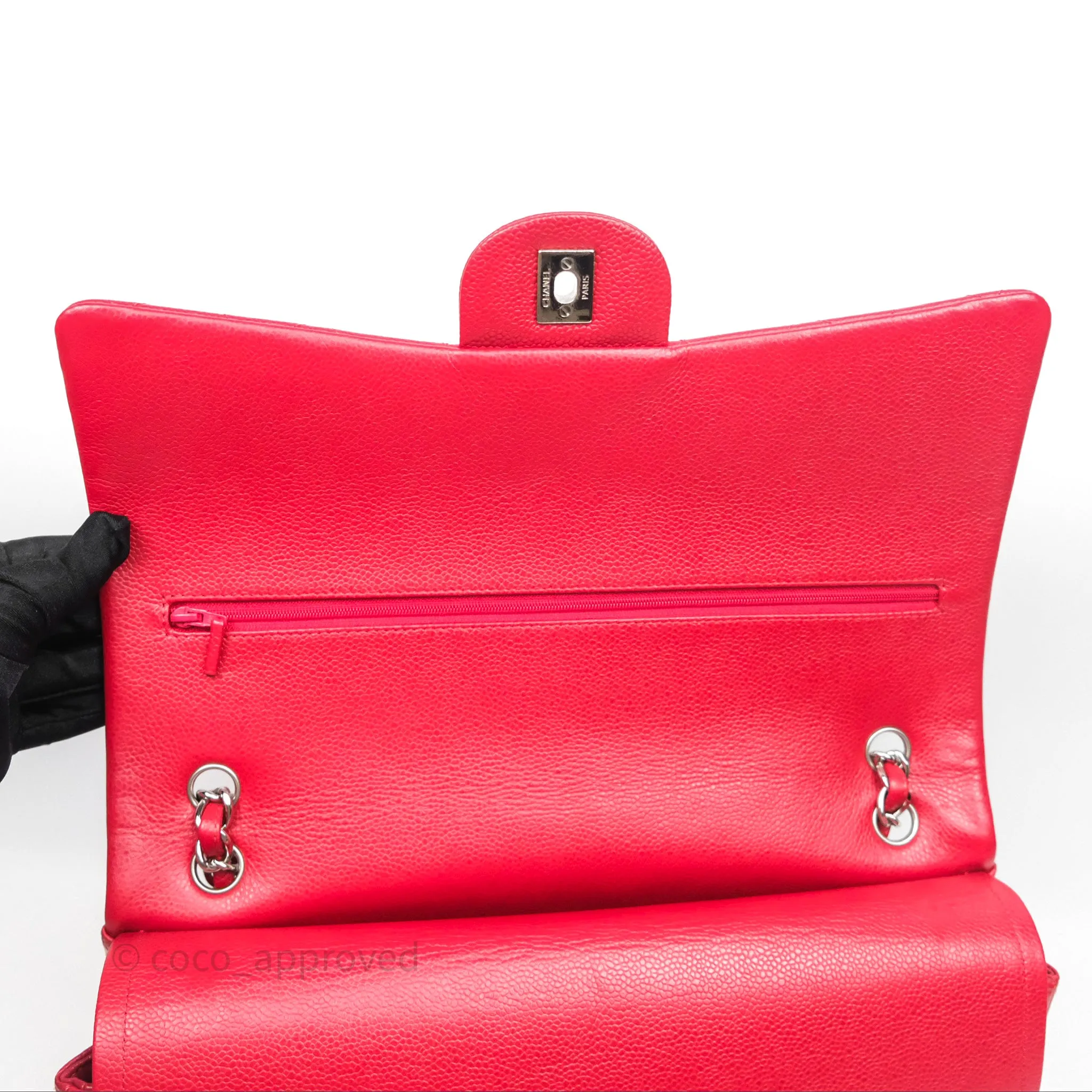 Chanel Quilted Maxi Double Flap Red Caviar Silver Hardware⁣⁣
