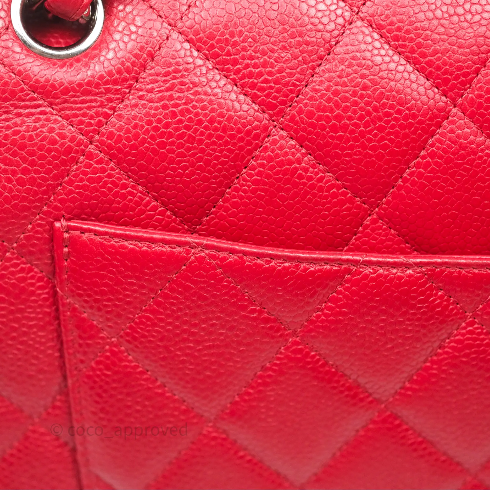 Chanel Quilted Maxi Double Flap Red Caviar Silver Hardware⁣⁣