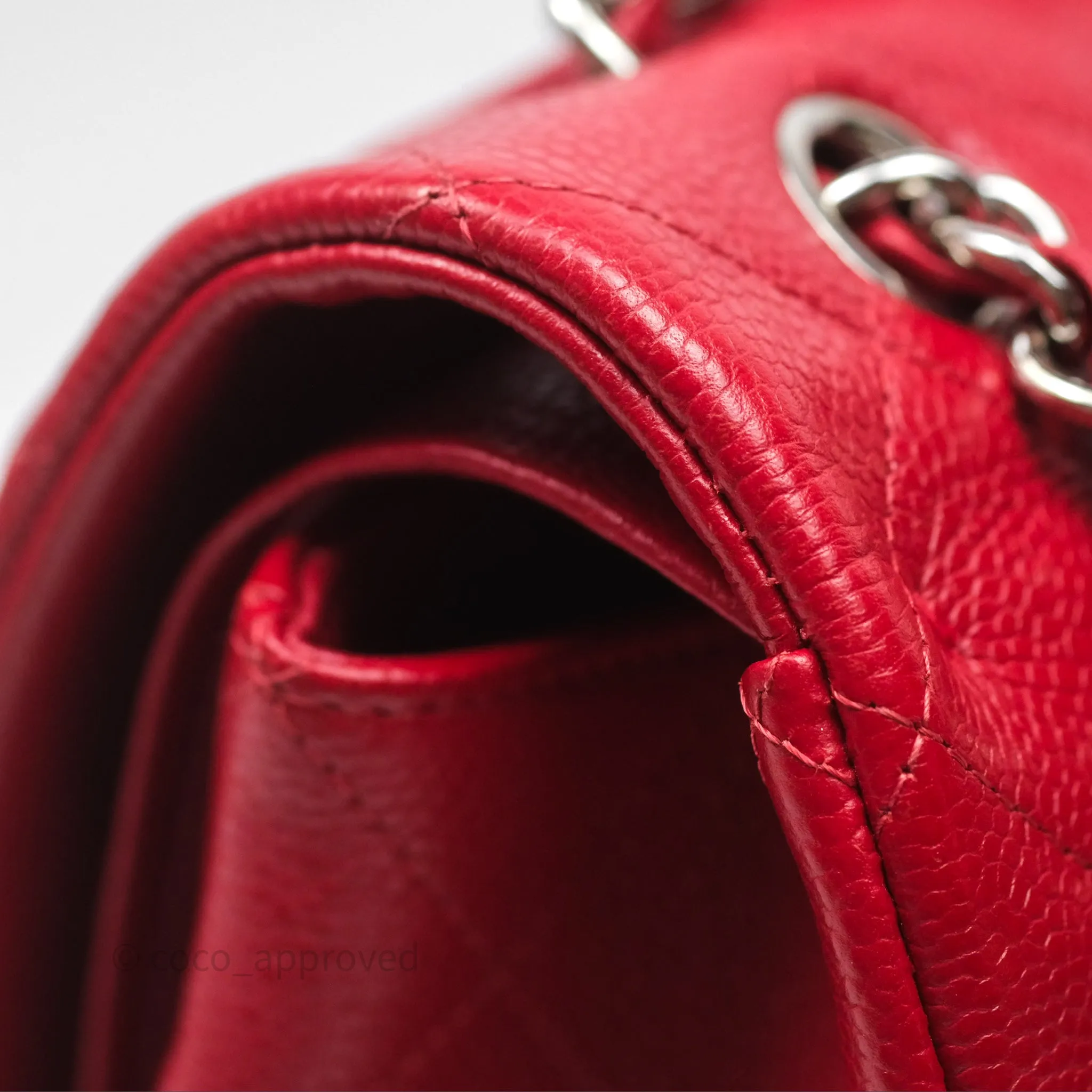 Chanel Quilted Maxi Double Flap Red Caviar Silver Hardware⁣⁣