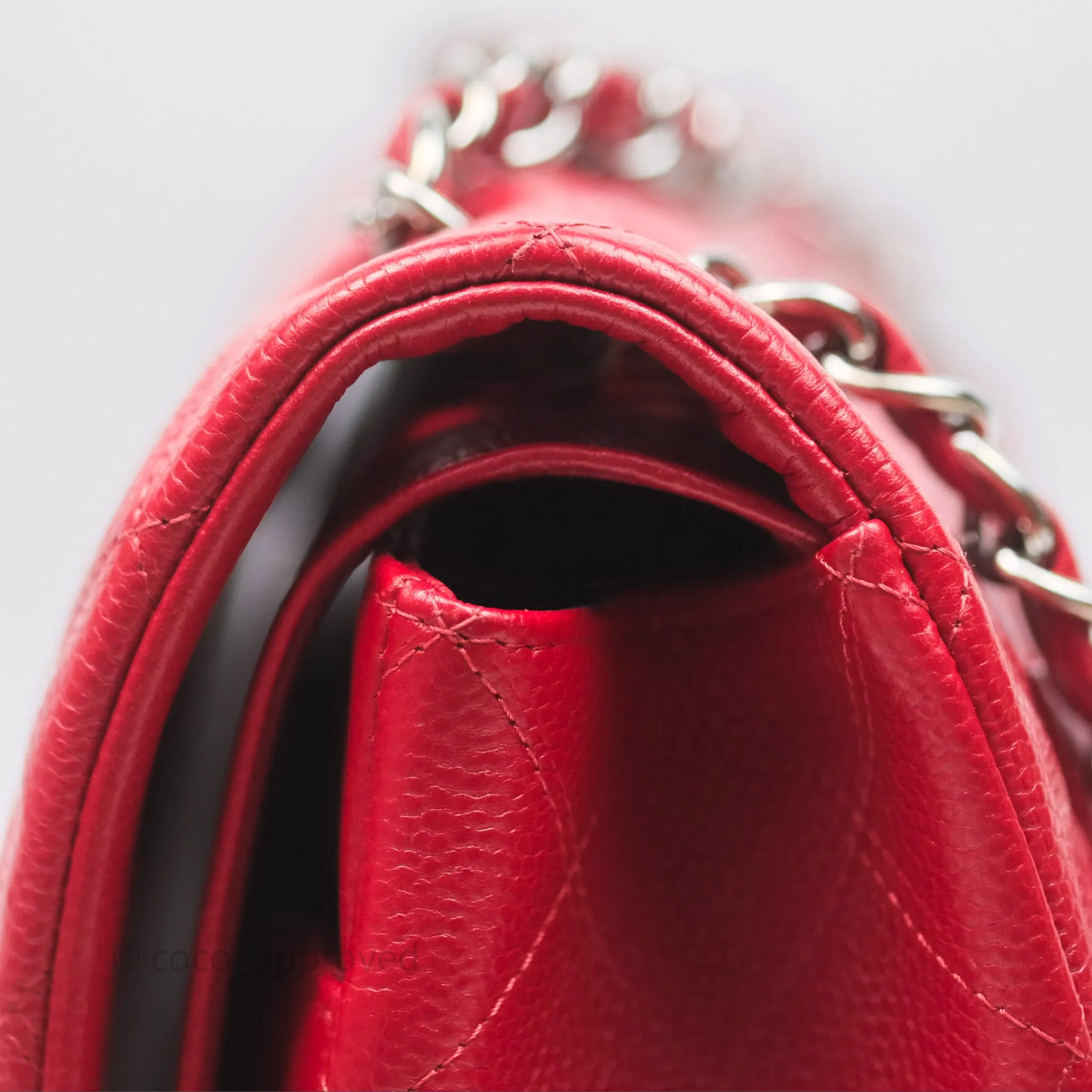 Chanel Quilted Maxi Double Flap Red Caviar Silver Hardware⁣⁣