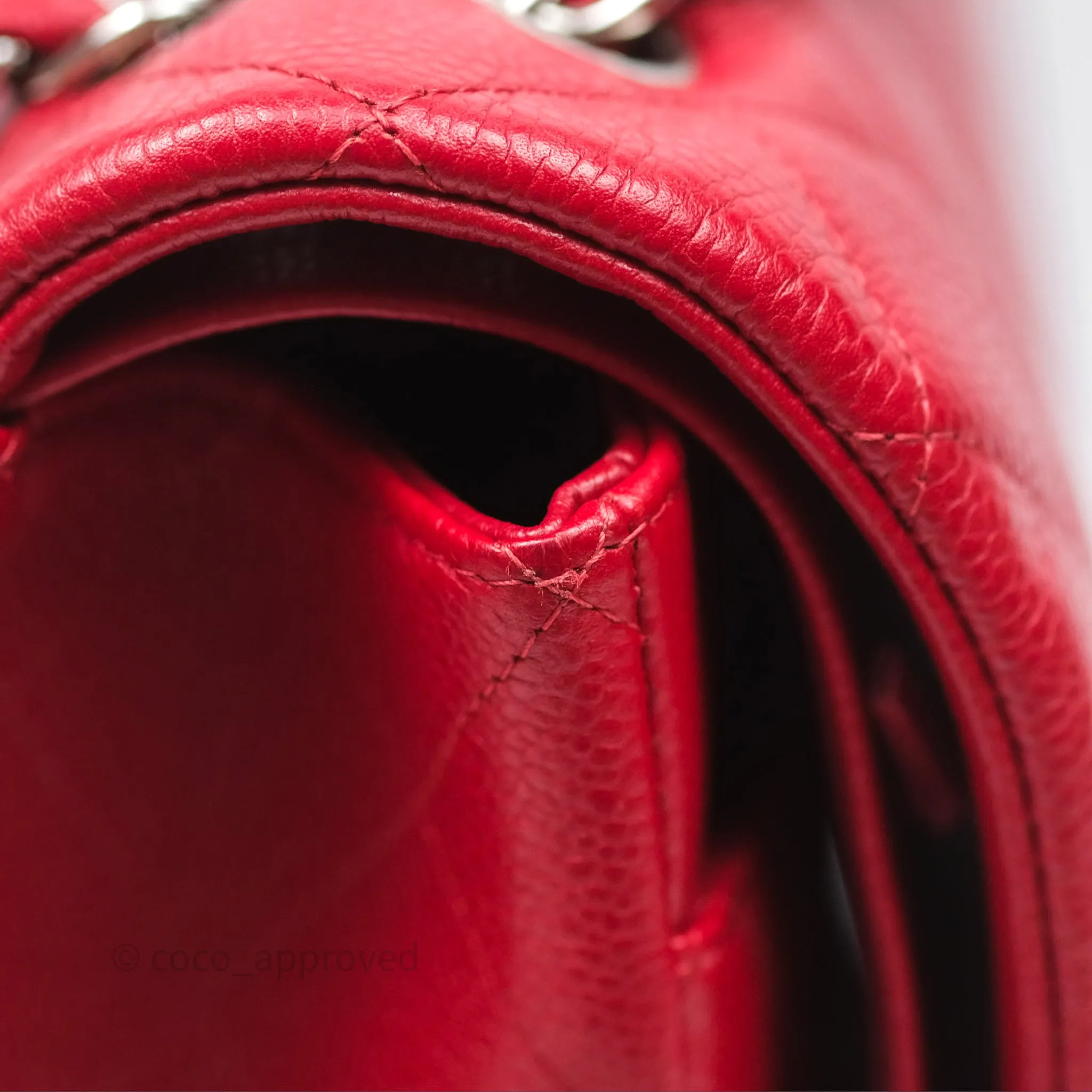 Chanel Quilted Maxi Double Flap Red Caviar Silver Hardware⁣⁣