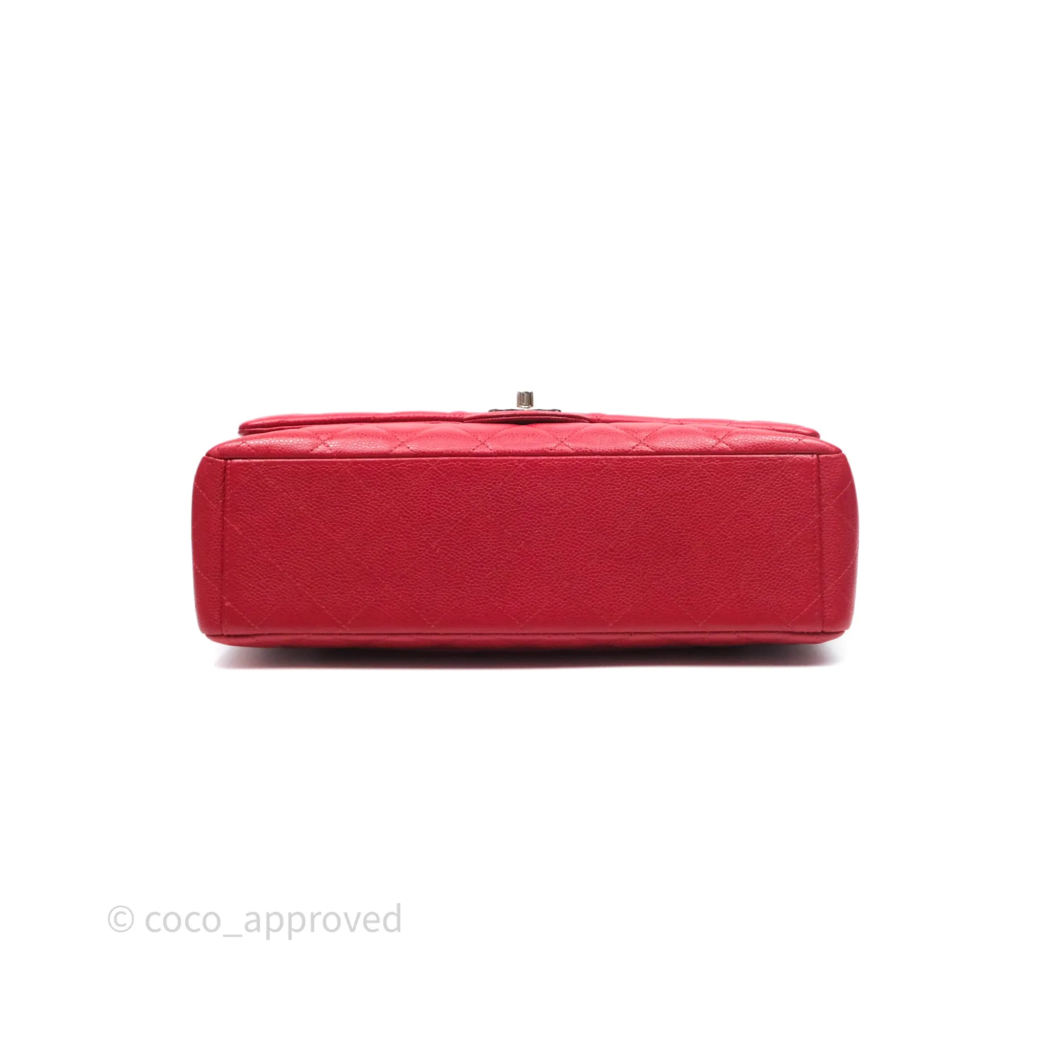 Chanel Quilted Maxi Double Flap Red Caviar Silver Hardware⁣⁣