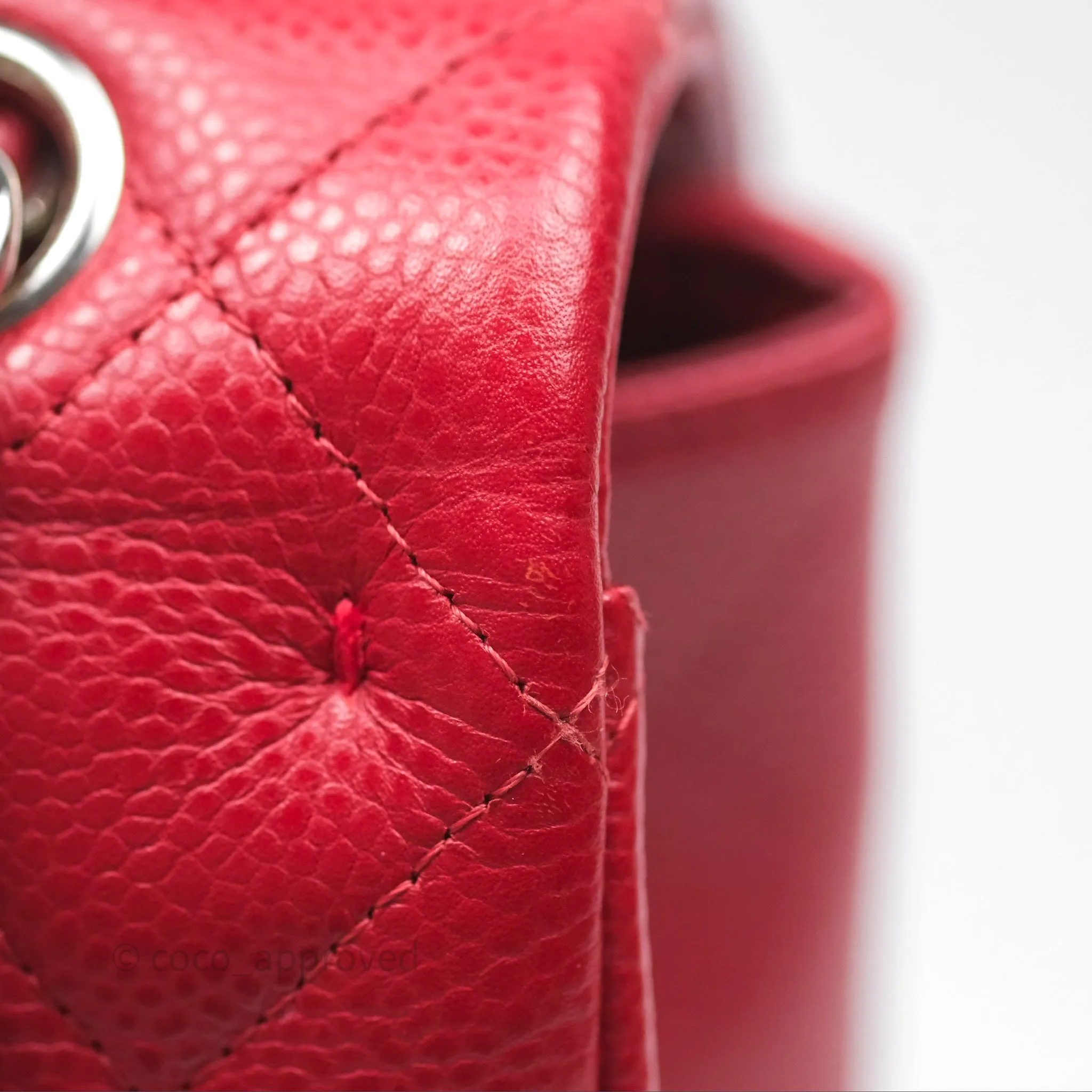 Chanel Quilted Maxi Double Flap Red Caviar Silver Hardware⁣⁣