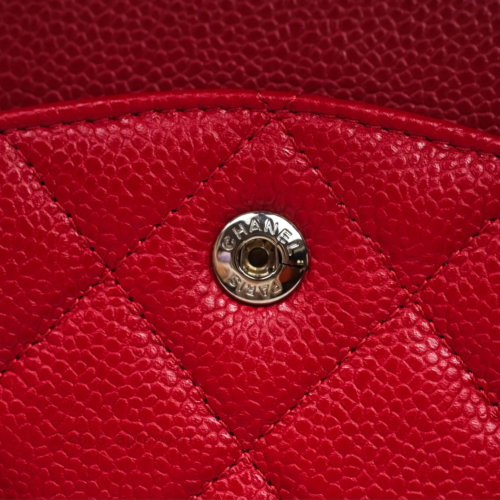 Chanel Quilted Maxi Double Flap Red Caviar Silver Hardware⁣⁣
