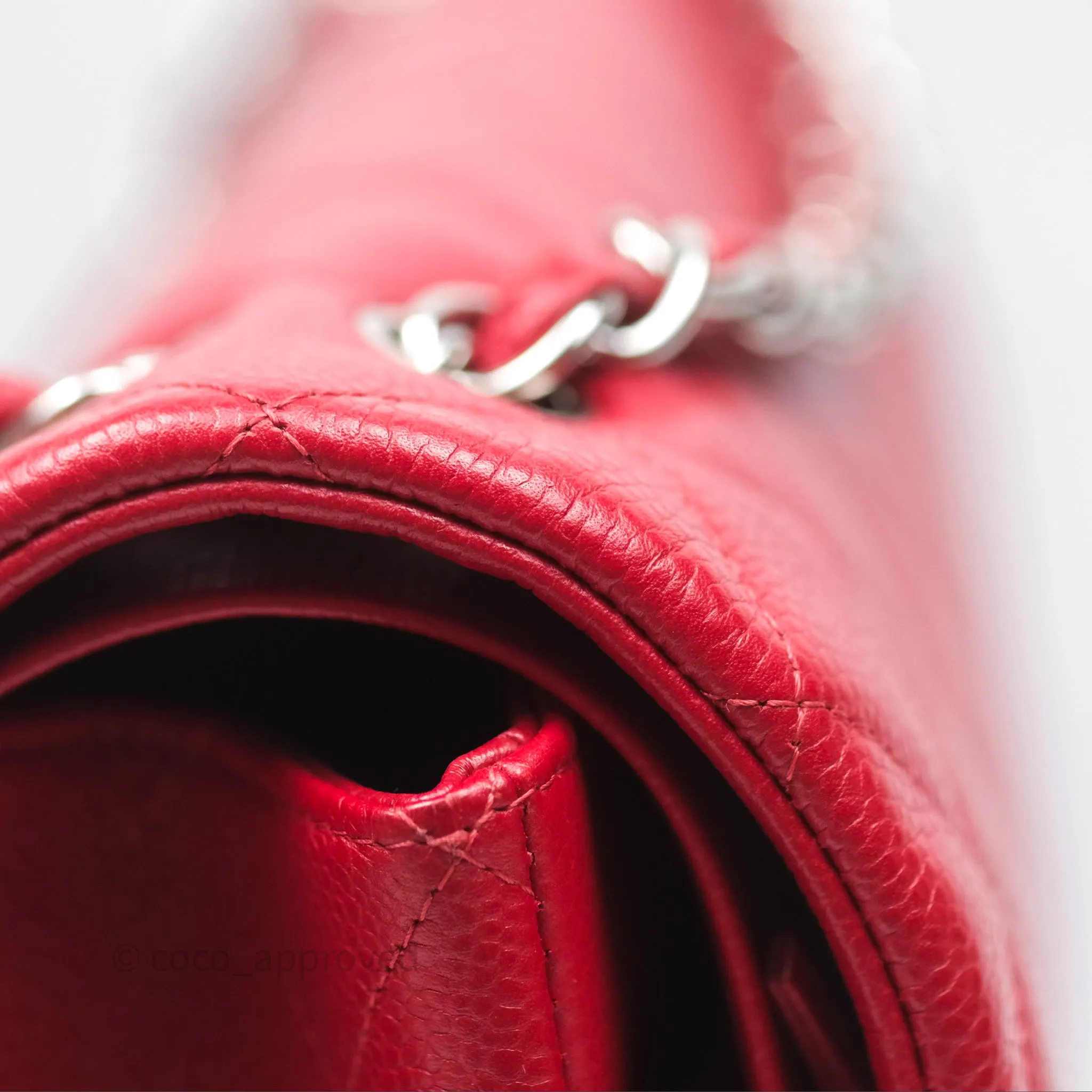 Chanel Quilted Maxi Double Flap Red Caviar Silver Hardware⁣⁣