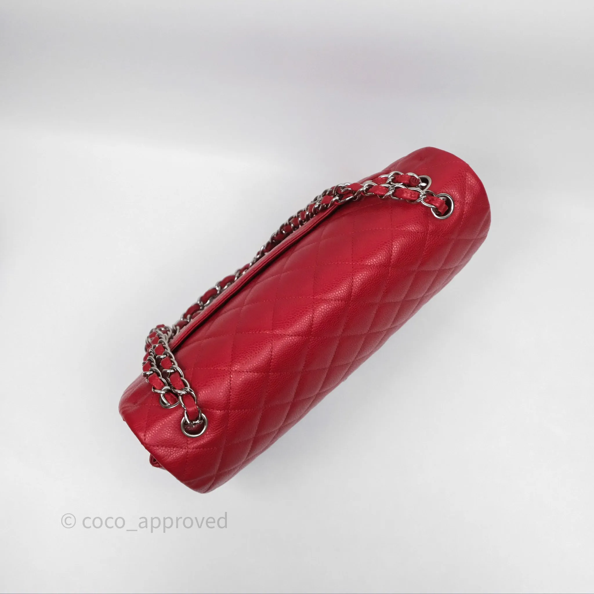 Chanel Quilted Maxi Double Flap Red Caviar Silver Hardware⁣⁣