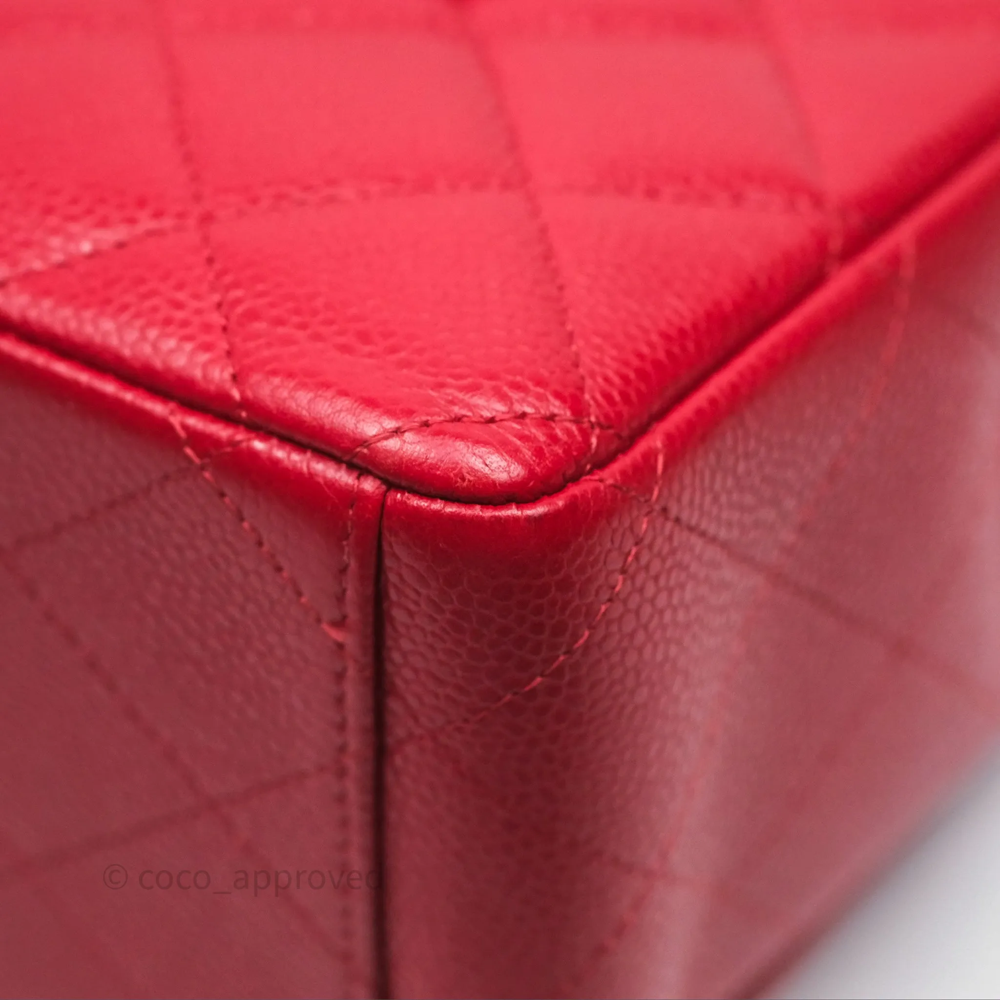 Chanel Quilted Maxi Double Flap Red Caviar Silver Hardware⁣⁣