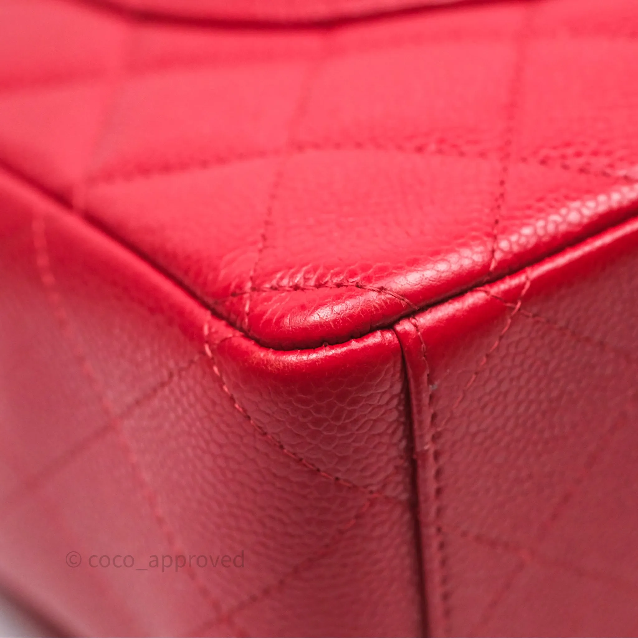 Chanel Quilted Maxi Double Flap Red Caviar Silver Hardware⁣⁣