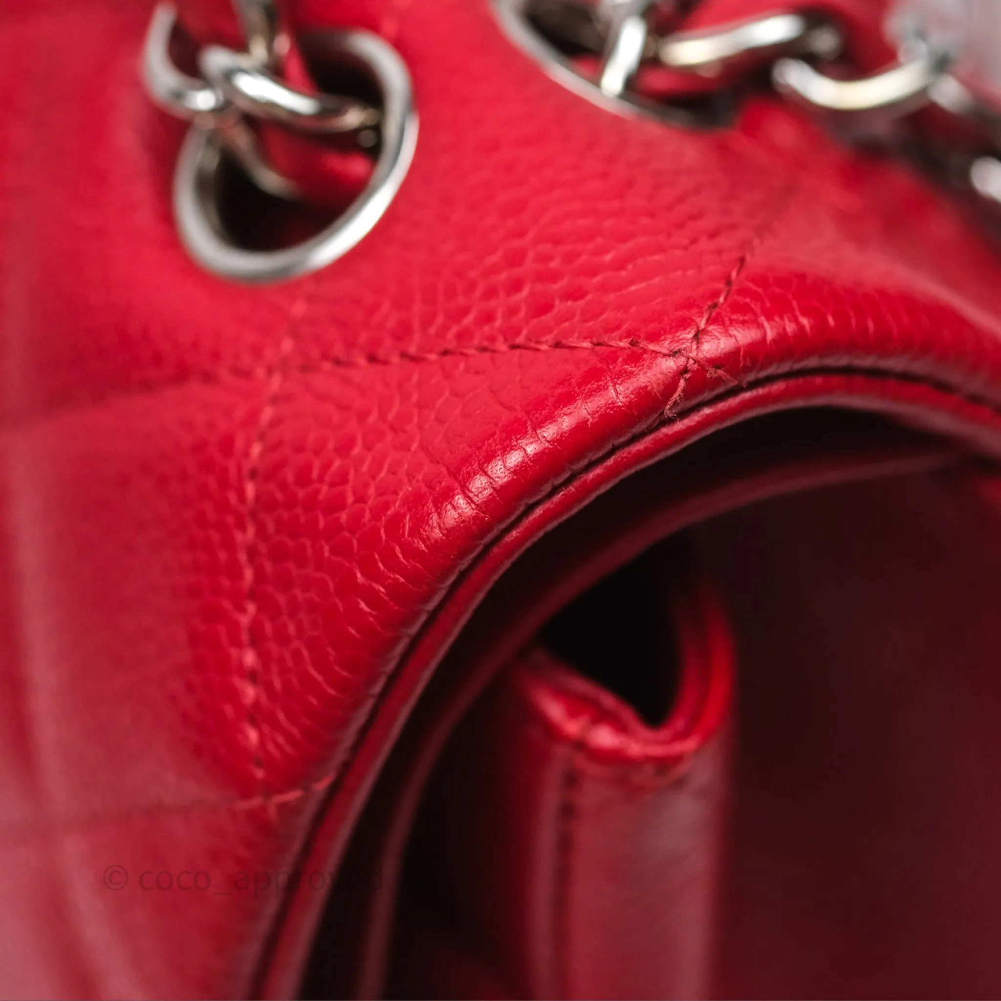 Chanel Quilted Maxi Double Flap Red Caviar Silver Hardware⁣⁣
