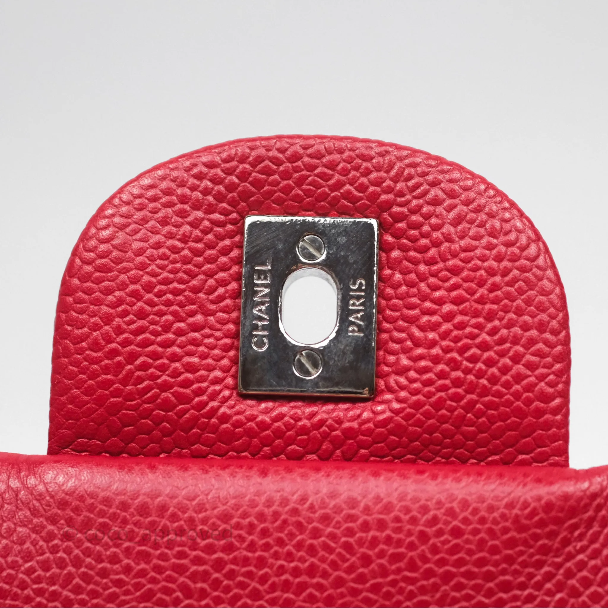 Chanel Quilted Maxi Double Flap Red Caviar Silver Hardware⁣⁣