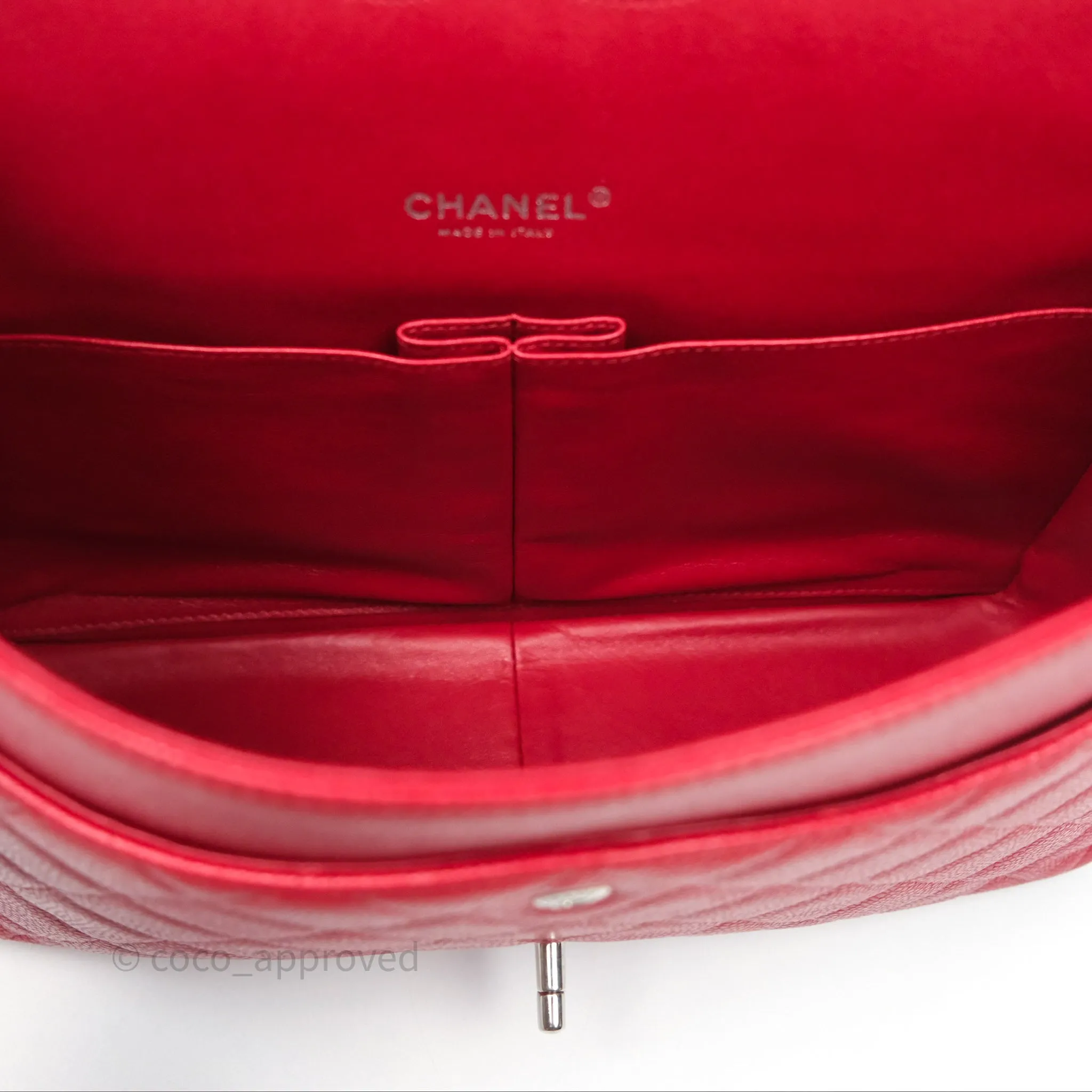 Chanel Quilted Maxi Double Flap Red Caviar Silver Hardware⁣⁣