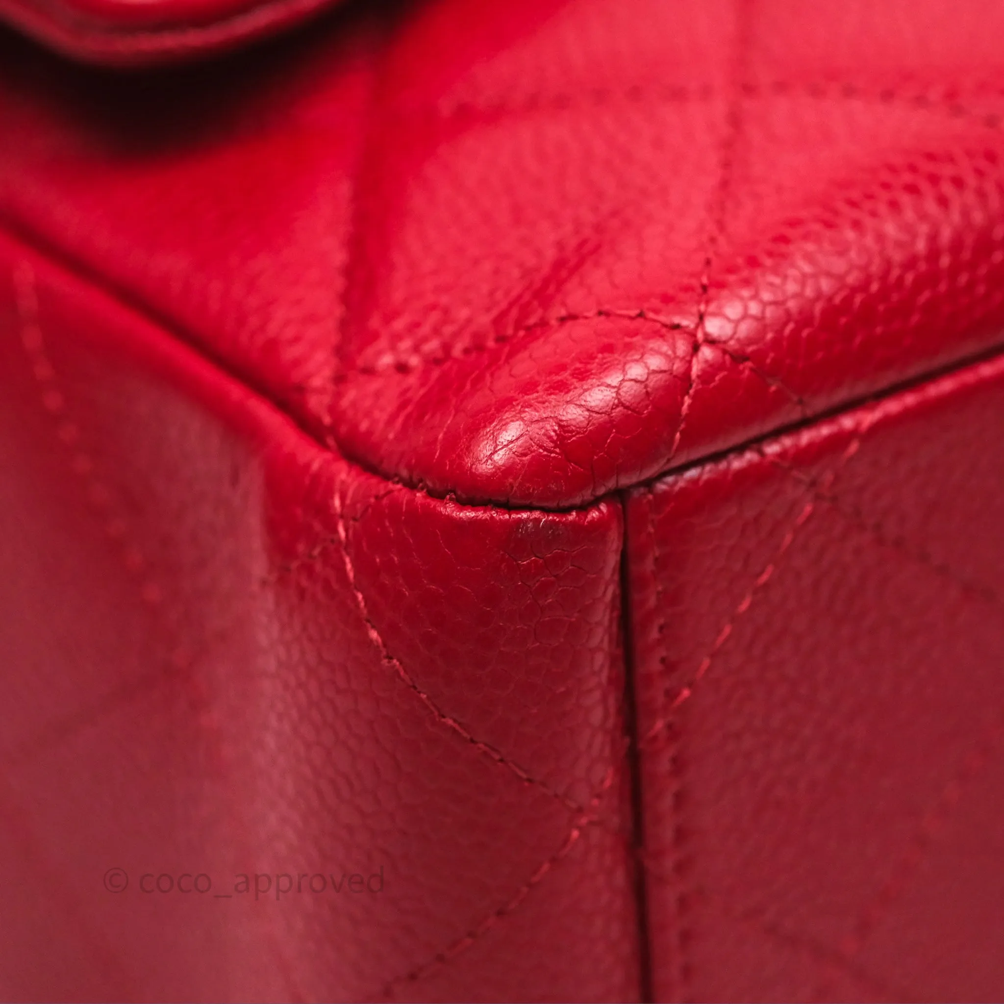 Chanel Quilted Maxi Double Flap Red Caviar Silver Hardware⁣⁣