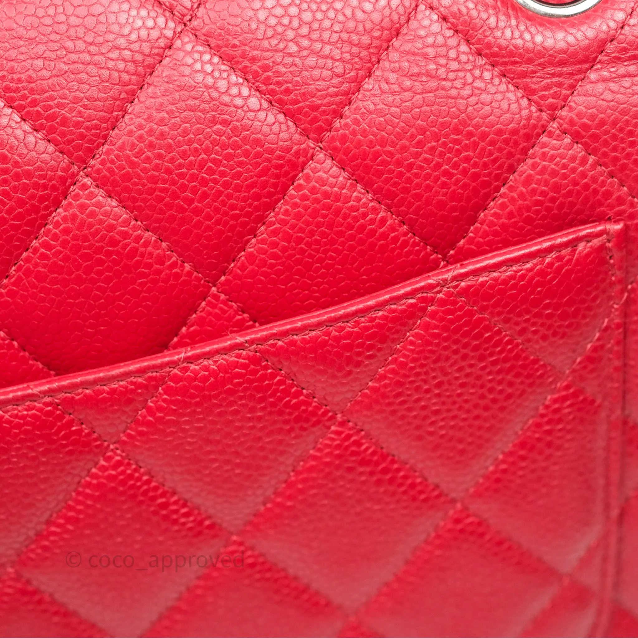 Chanel Quilted Maxi Double Flap Red Caviar Silver Hardware⁣⁣