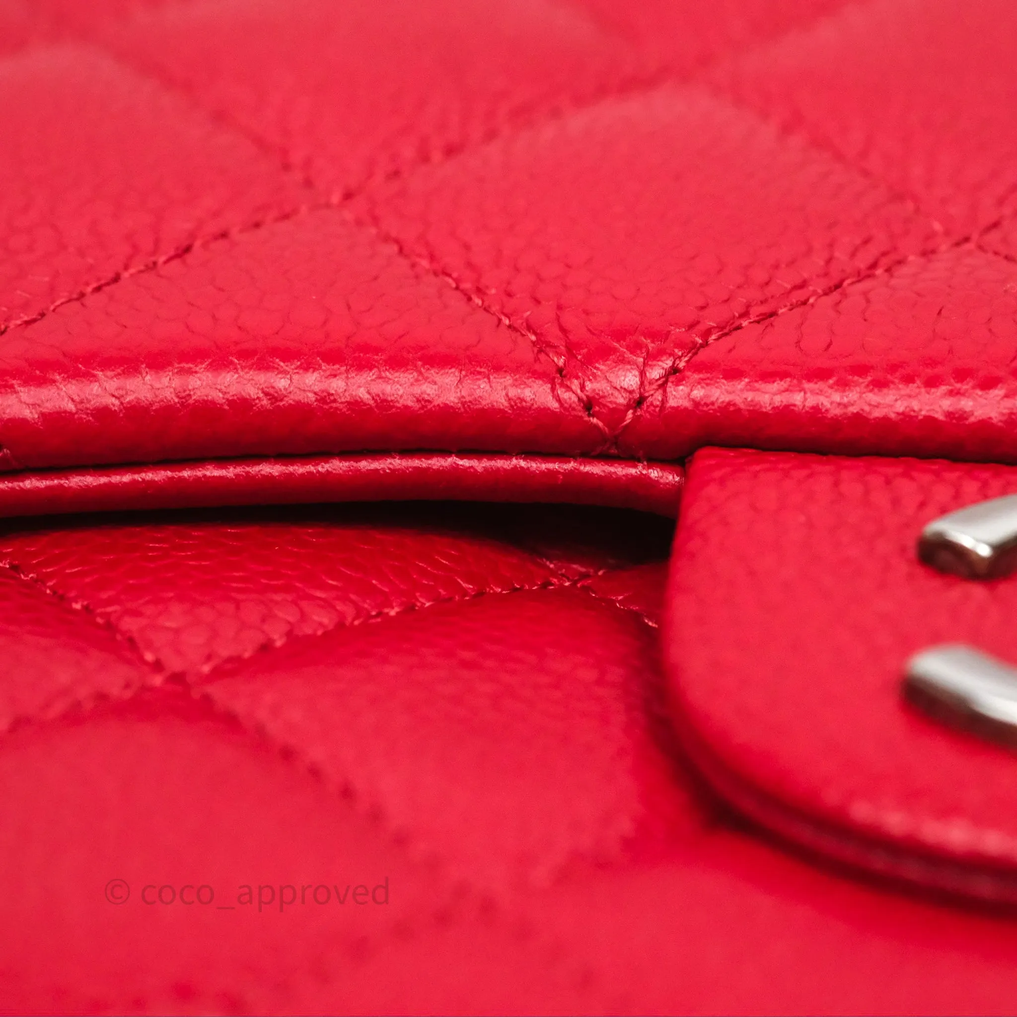 Chanel Quilted Maxi Double Flap Red Caviar Silver Hardware⁣⁣