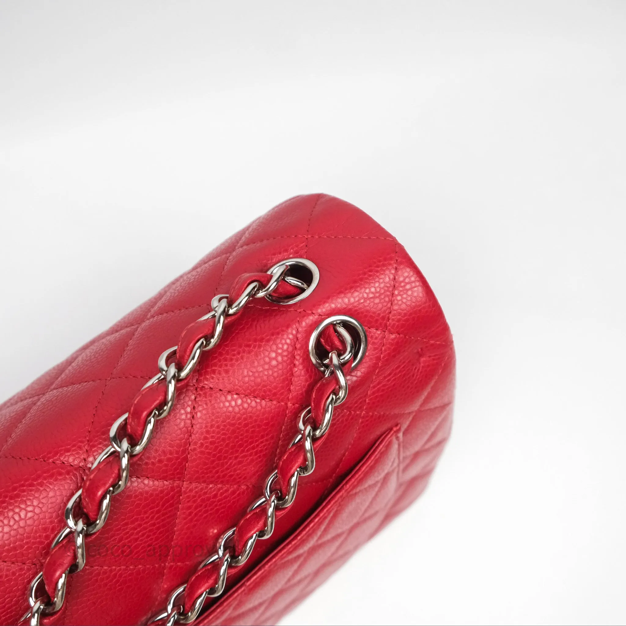 Chanel Quilted Maxi Double Flap Red Caviar Silver Hardware⁣⁣