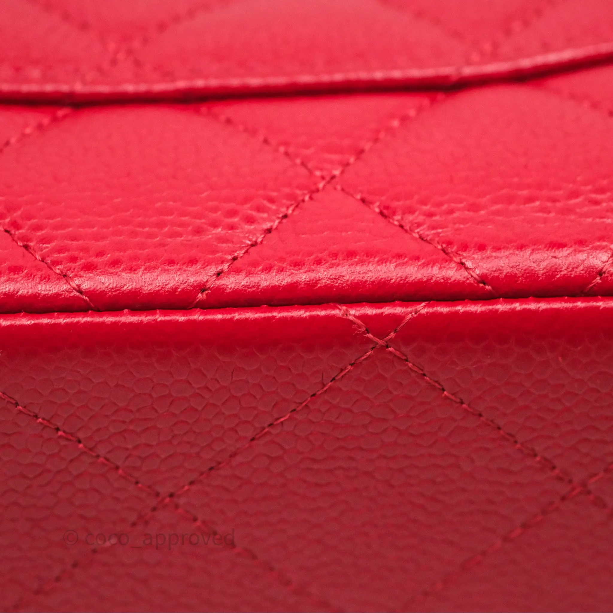 Chanel Quilted Maxi Double Flap Red Caviar Silver Hardware⁣⁣