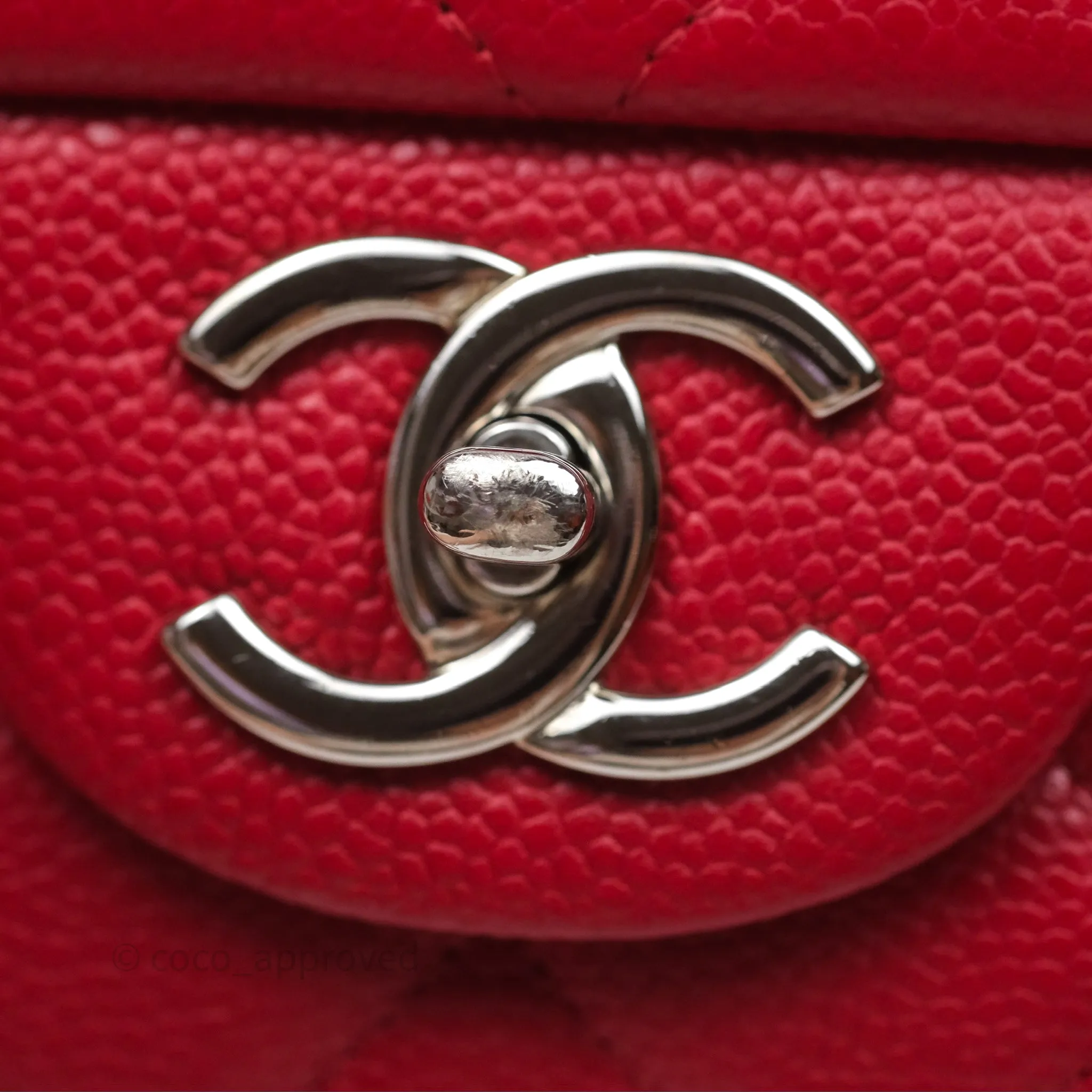 Chanel Quilted Maxi Double Flap Red Caviar Silver Hardware⁣⁣