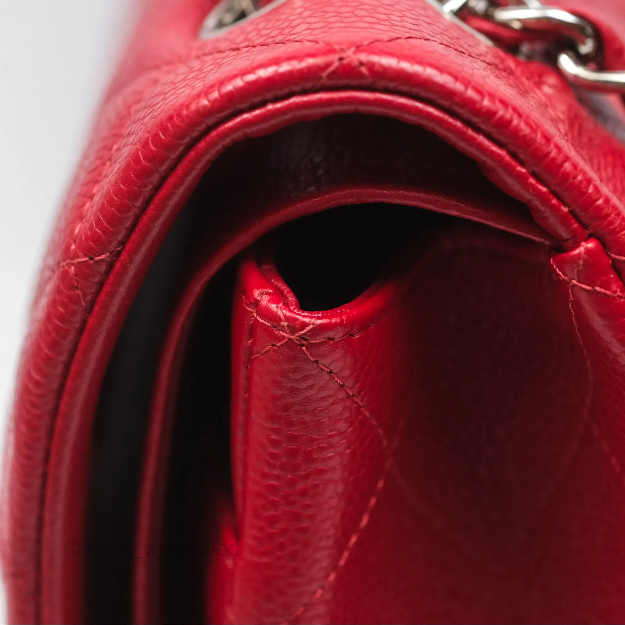 Chanel Quilted Maxi Double Flap Red Caviar Silver Hardware⁣⁣