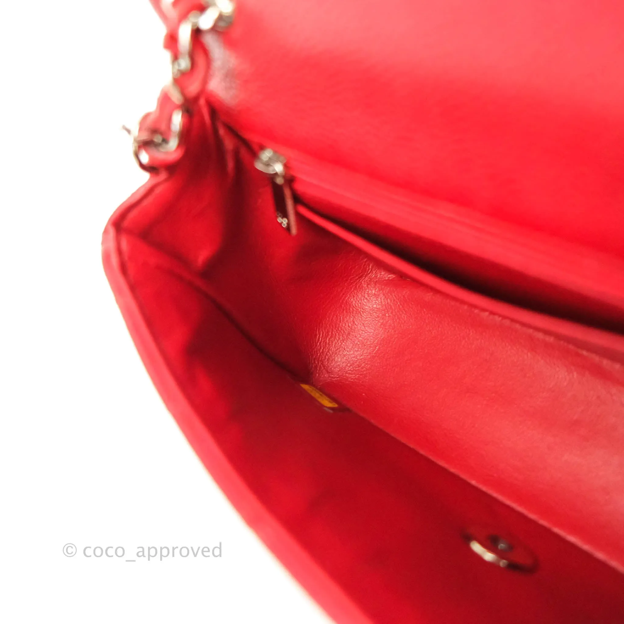 Chanel Quilted Mini Rectangular Flap Red Caviar Silver Hardware