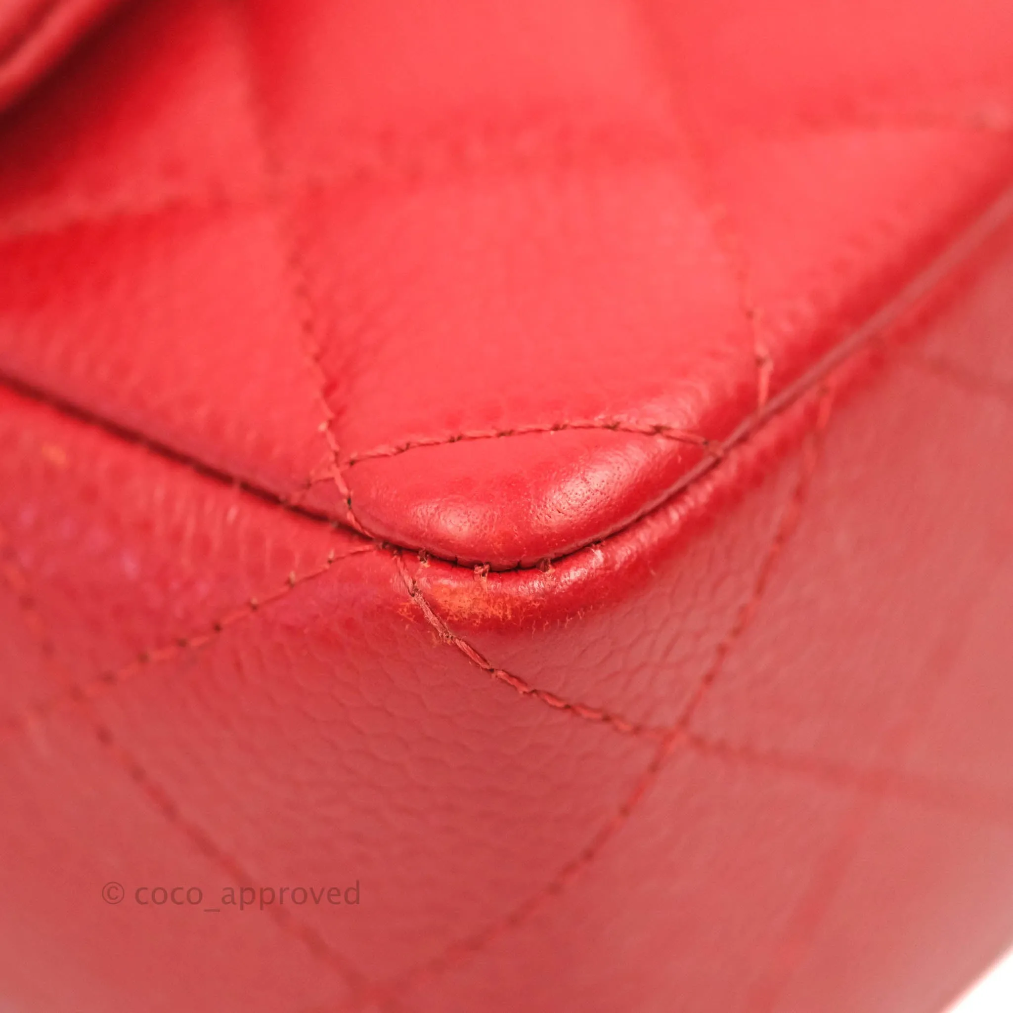 Chanel Quilted Mini Rectangular Flap Red Caviar Silver Hardware