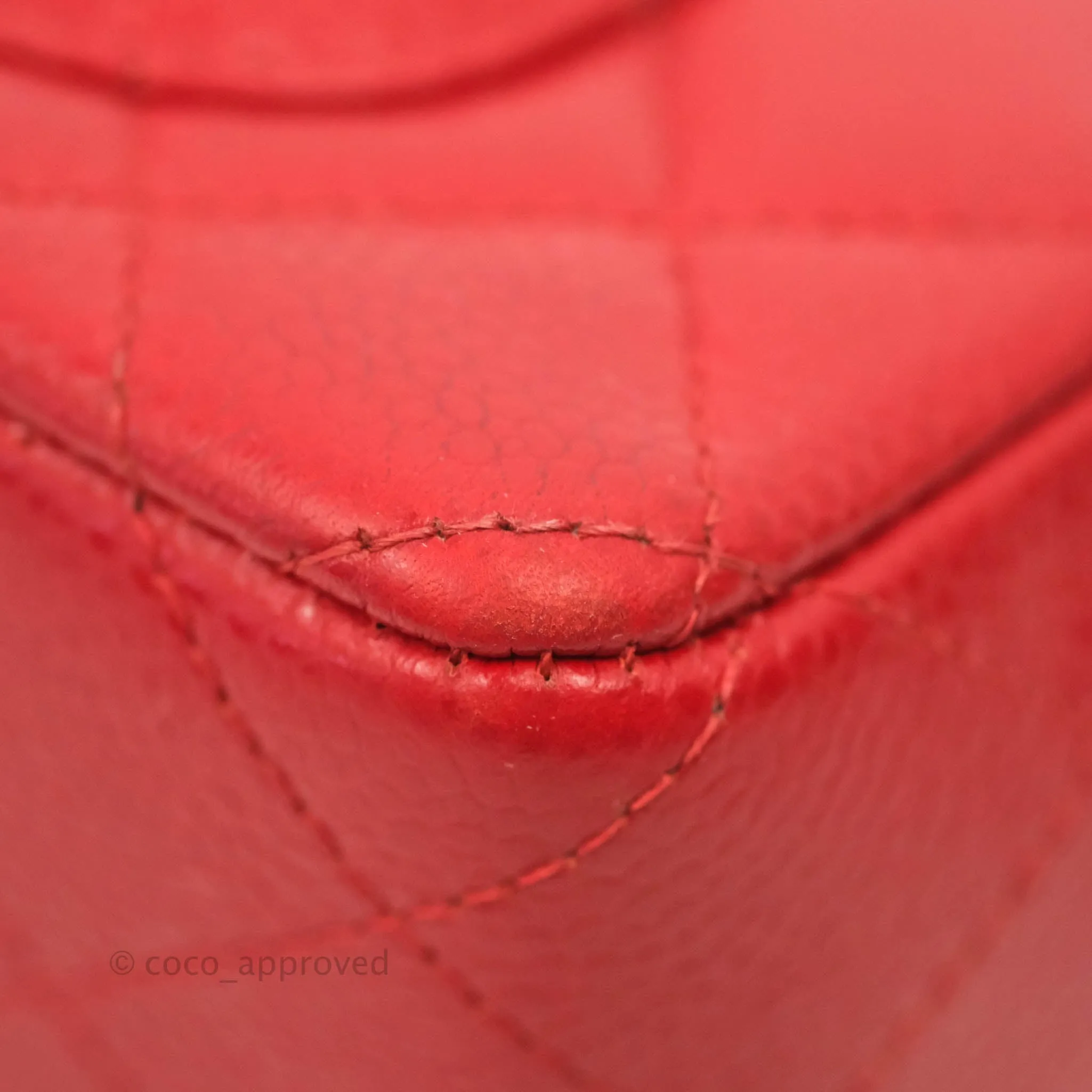 Chanel Quilted Mini Rectangular Flap Red Caviar Silver Hardware