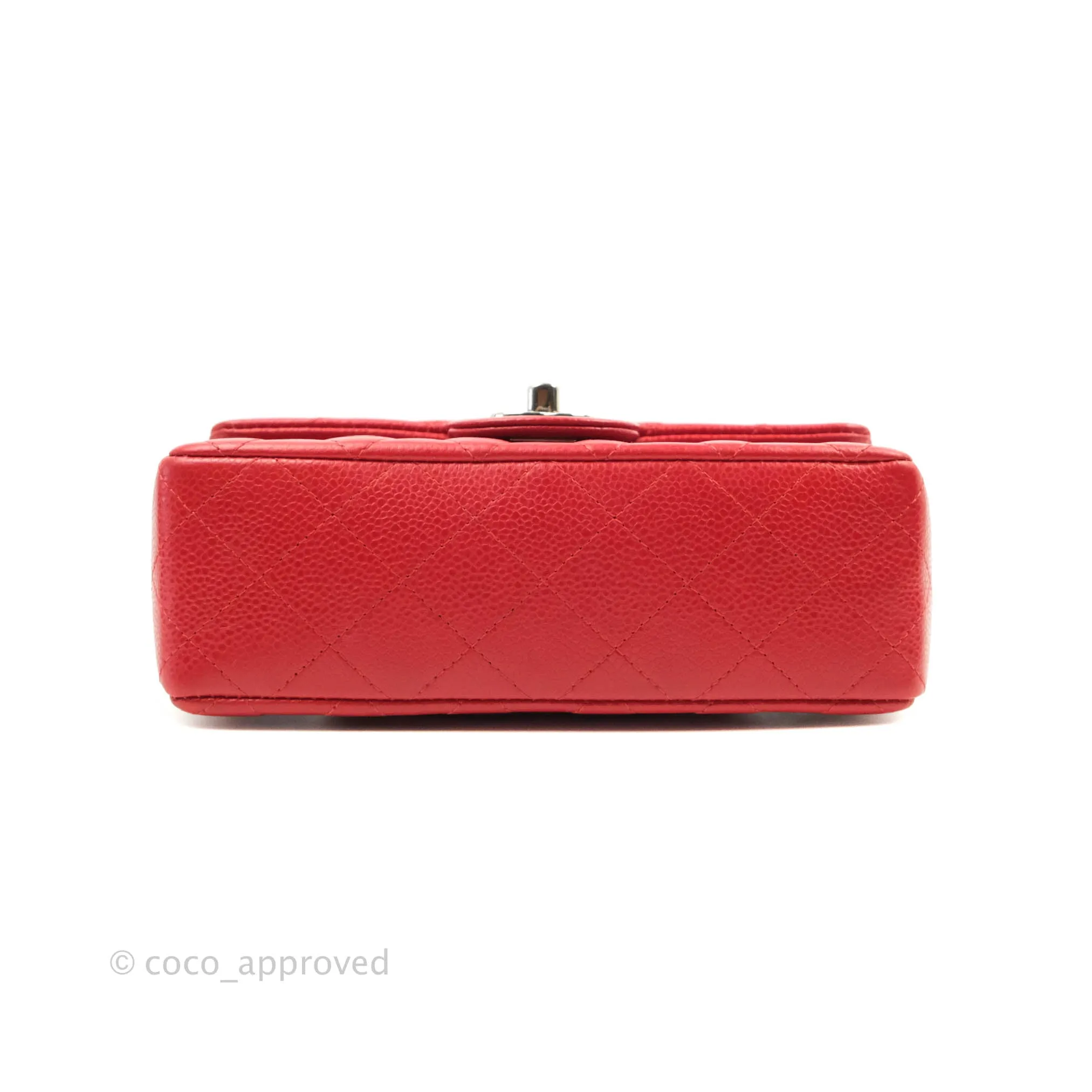 Chanel Quilted Mini Rectangular Flap Red Caviar Silver Hardware