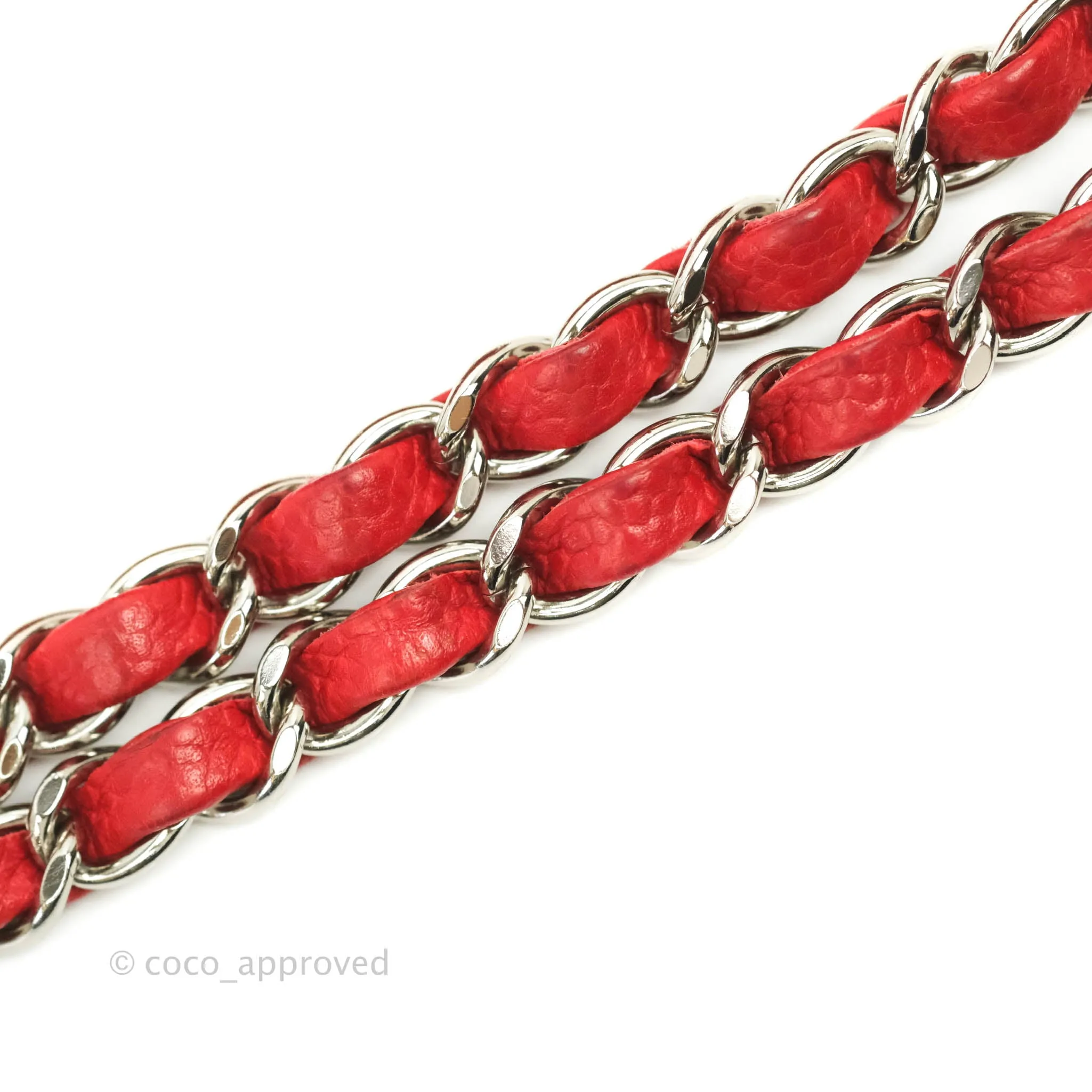 Chanel Quilted Mini Rectangular Flap Red Caviar Silver Hardware