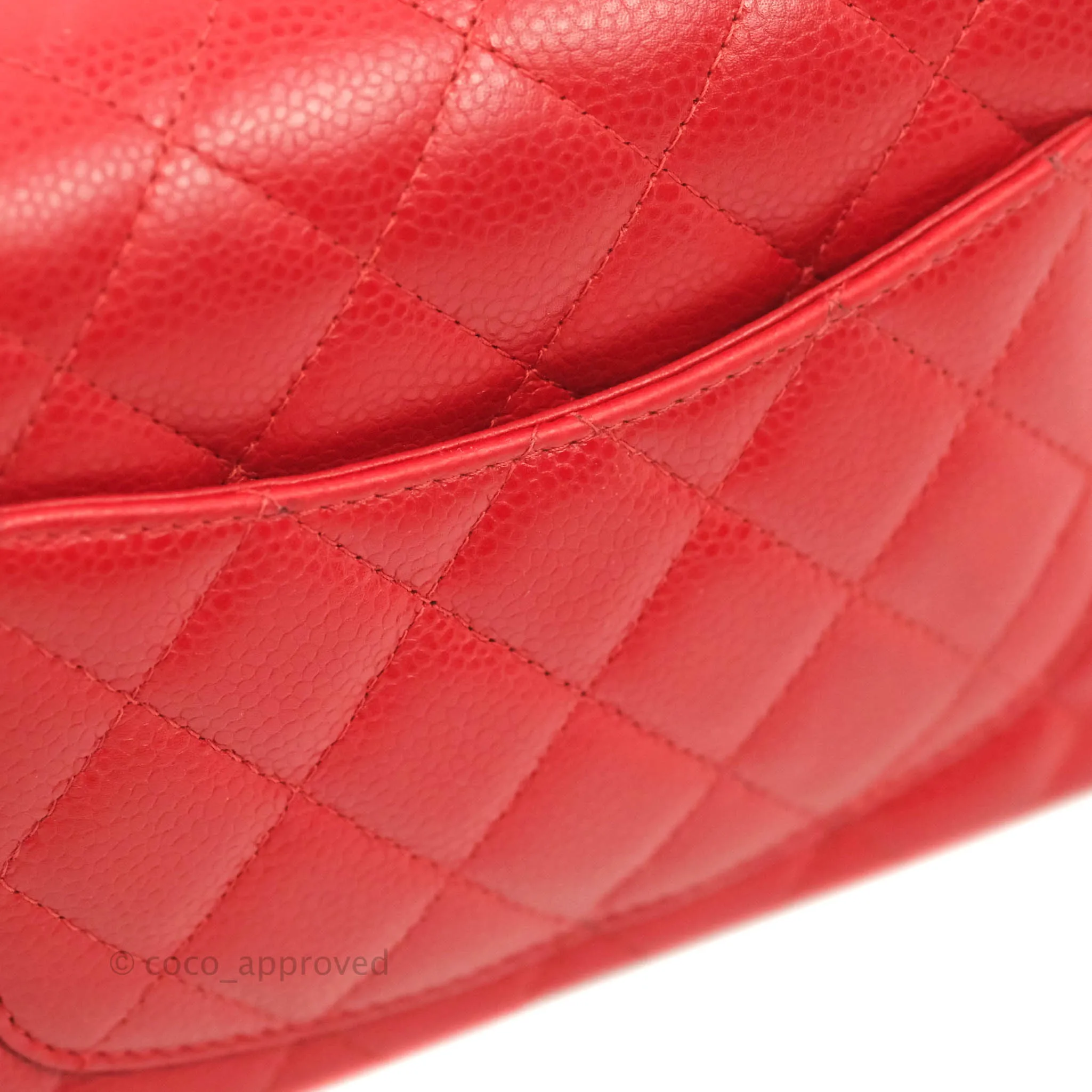 Chanel Quilted Mini Rectangular Flap Red Caviar Silver Hardware