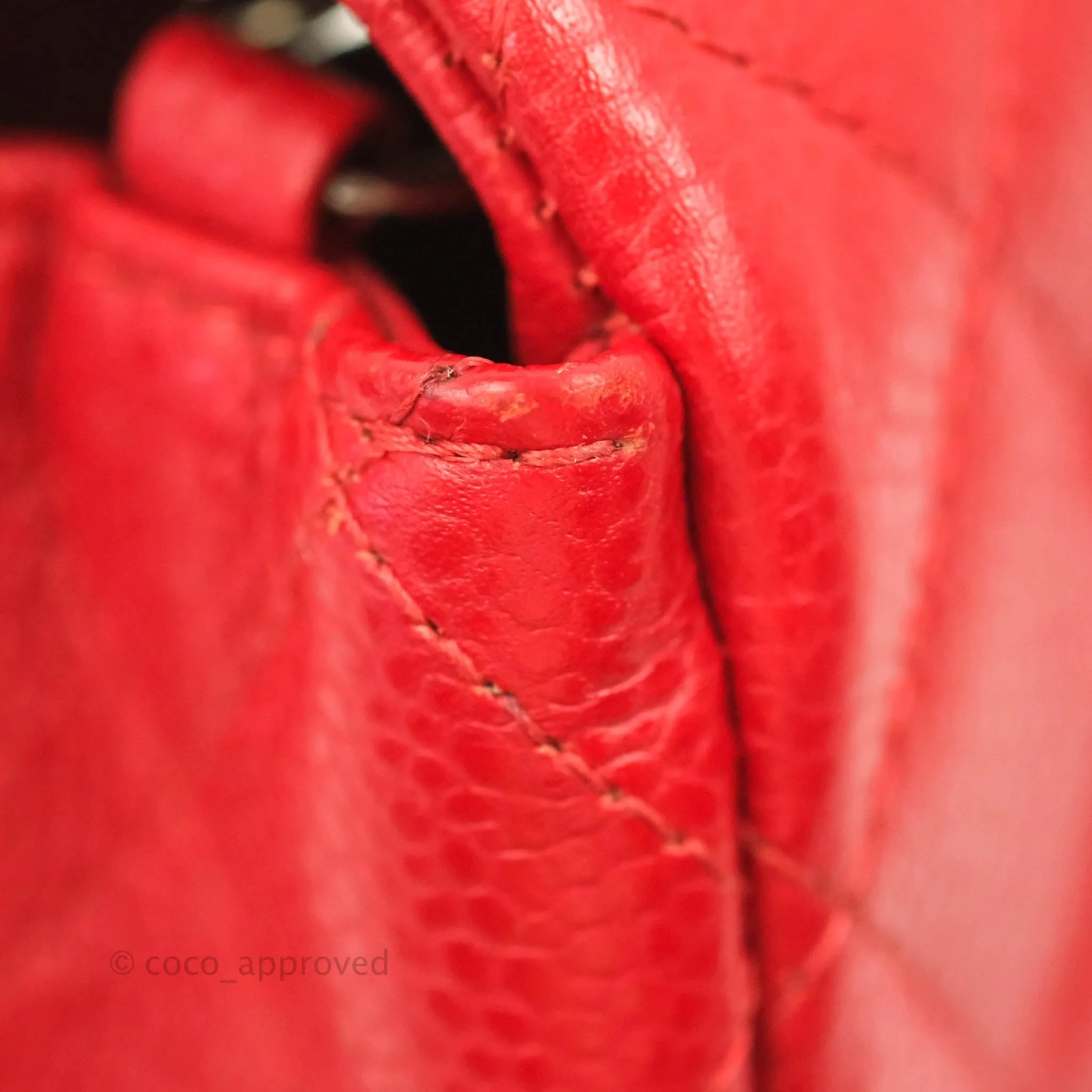Chanel Quilted Mini Rectangular Flap Red Caviar Silver Hardware
