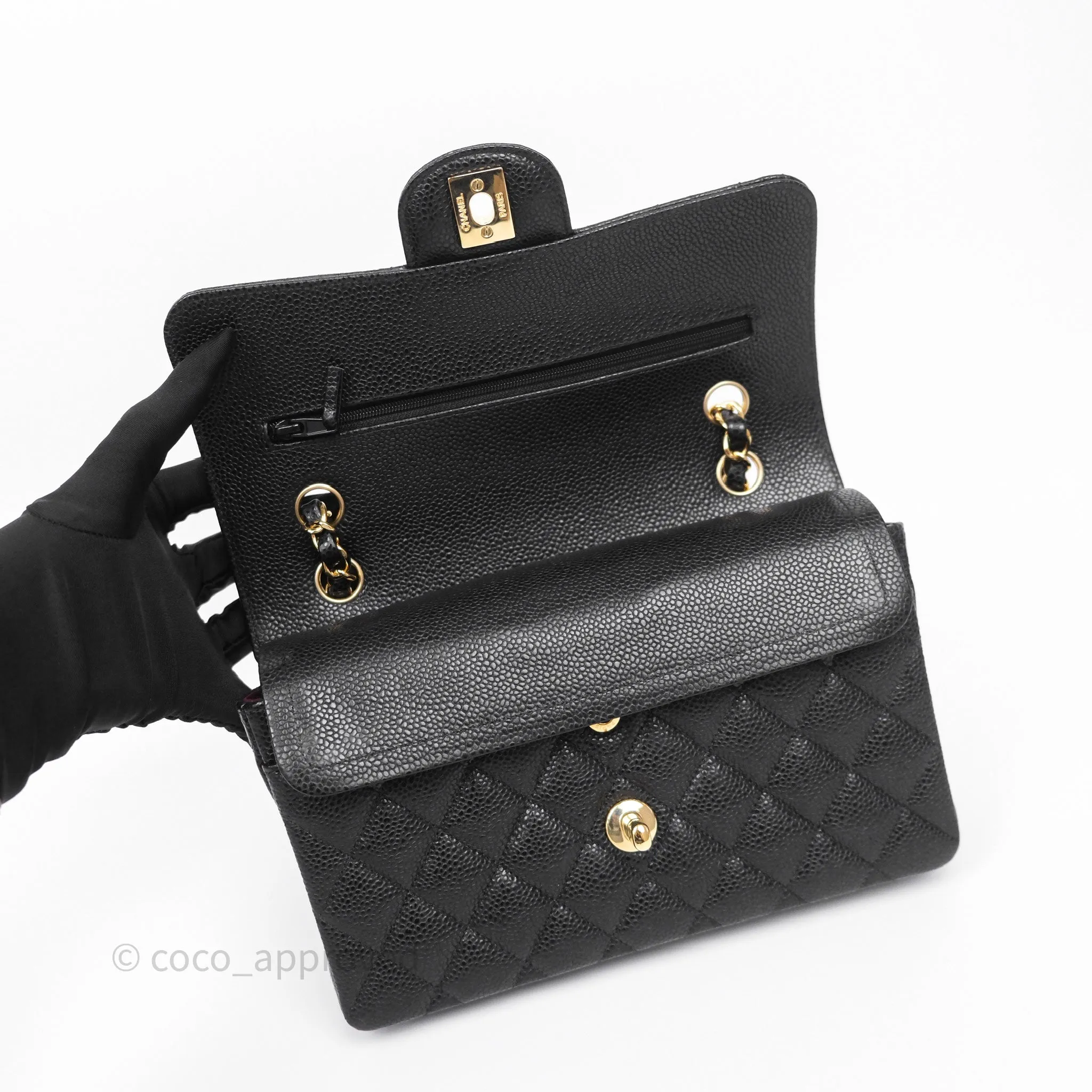 Chanel Quilted Small Classic Flap Black Caviar Gold Hardware
