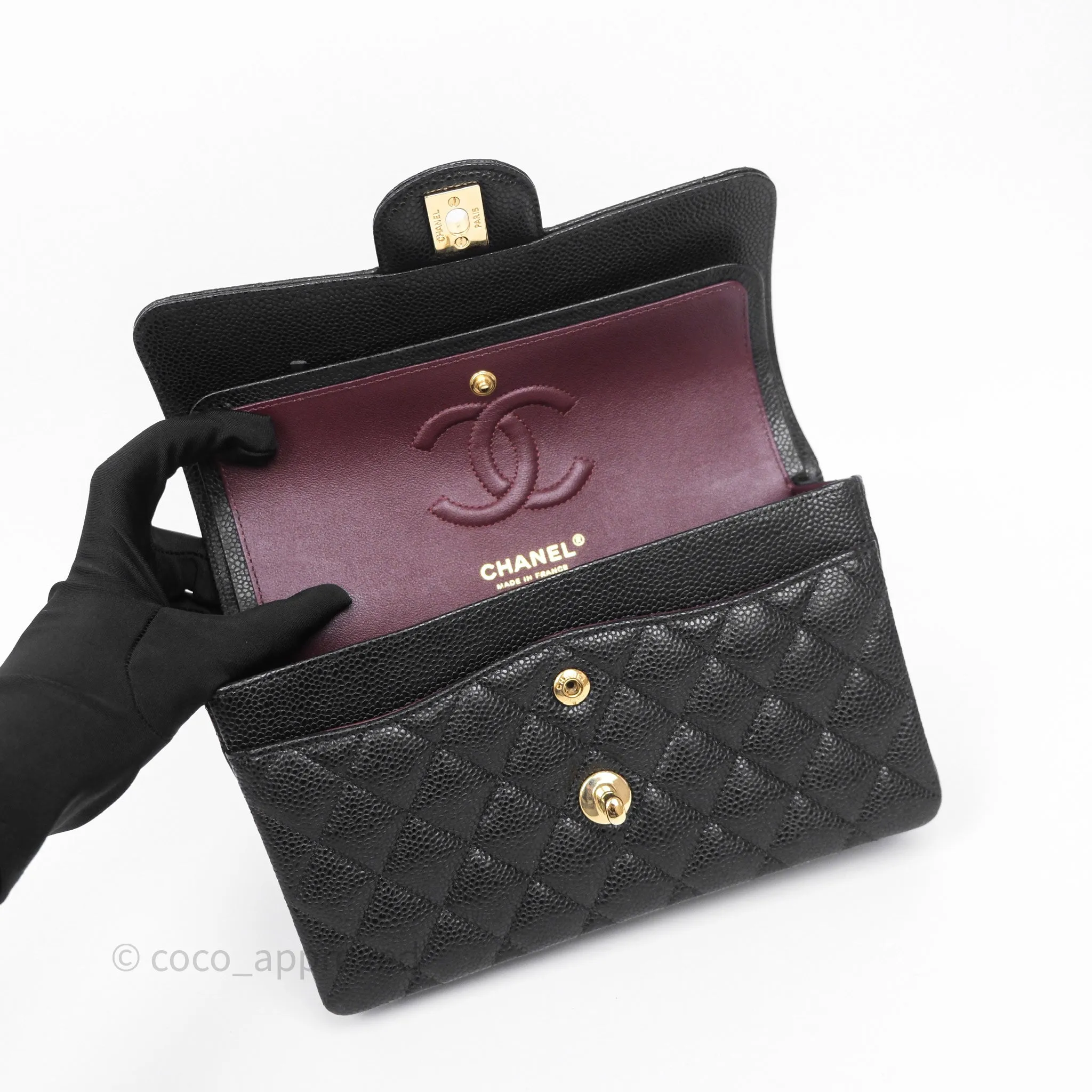 Chanel Quilted Small Classic Flap Black Caviar Gold Hardware