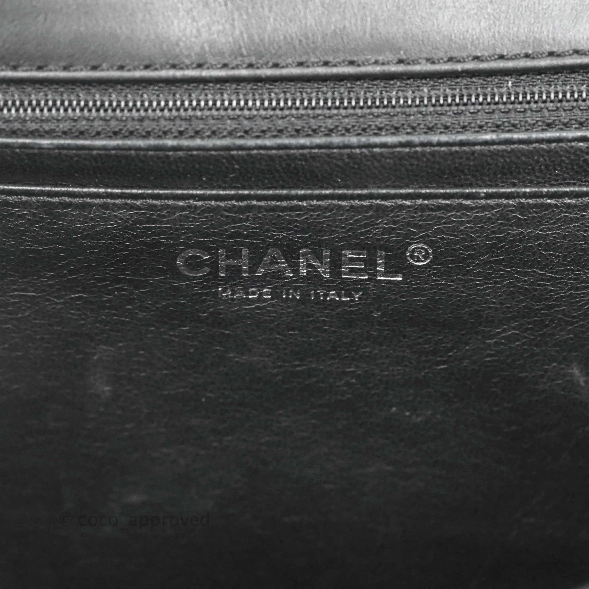 Chanel Single Flap Maxi Chevron Black Patent Silver Hardware