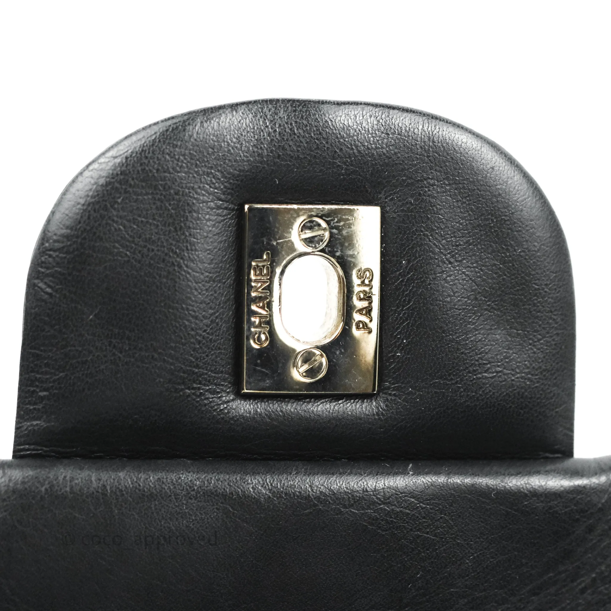 Chanel Single Flap Maxi Chevron Black Patent Silver Hardware