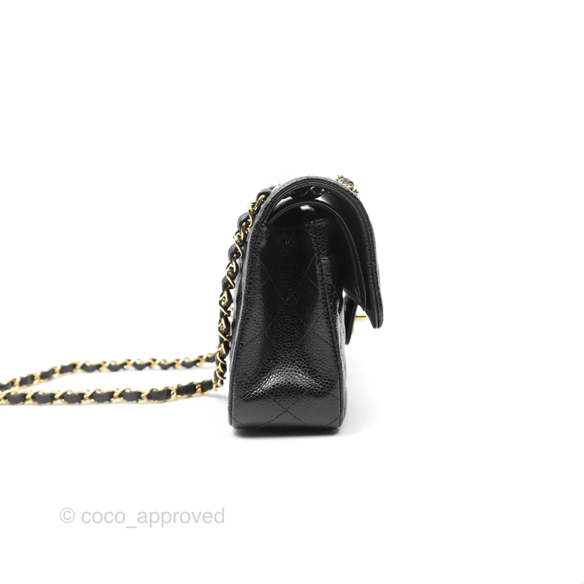 Chanel Small Classic Flap Quilted Black Caviar Gold Hardware