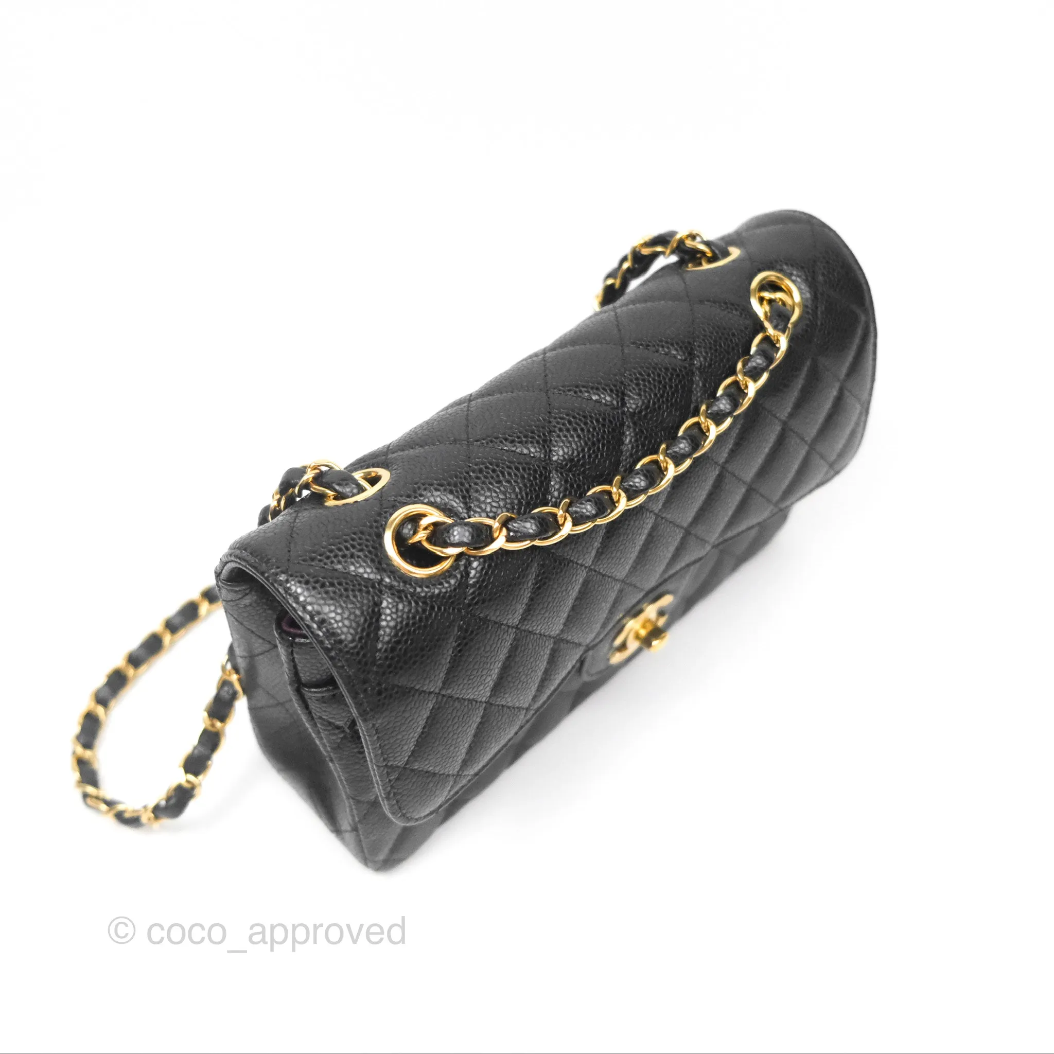 Chanel Small Classic Flap Quilted Black Caviar Gold Hardware