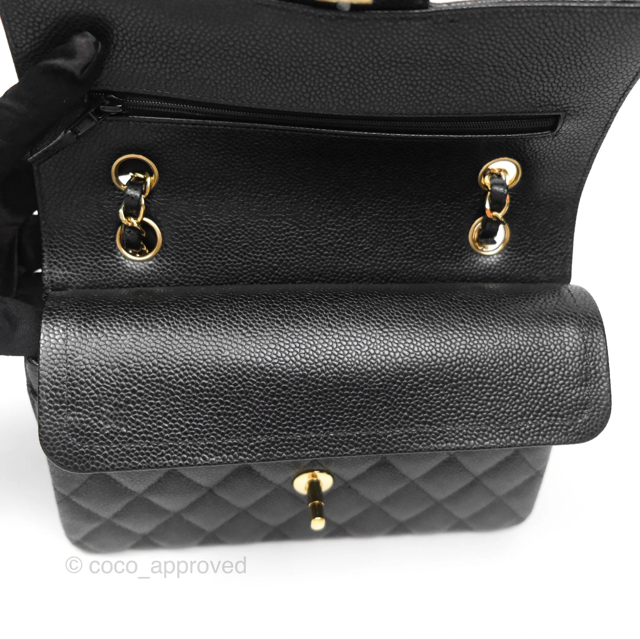 Chanel Small Classic Flap Quilted Black Caviar Gold Hardware