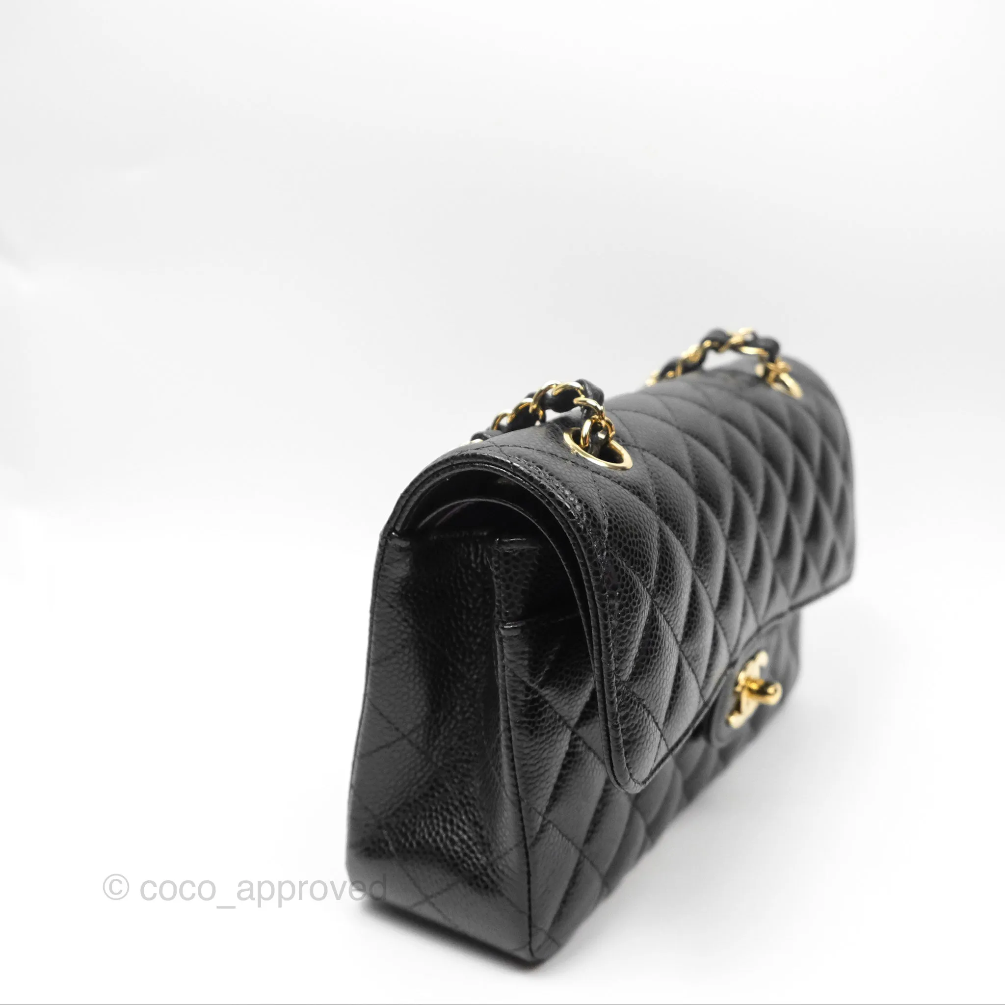 Chanel Small Classic Flap Quilted Black Caviar Gold Hardware