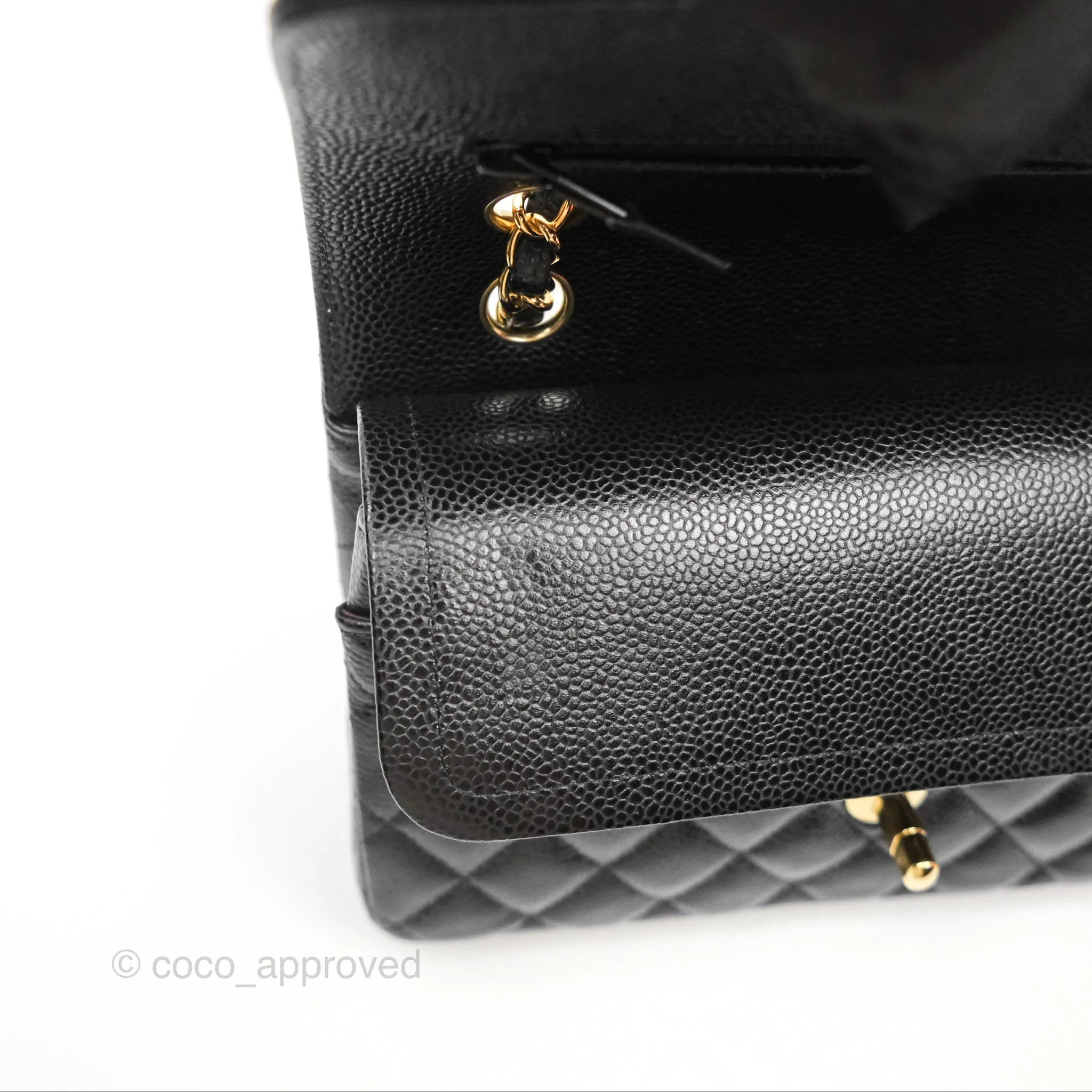 Chanel Small Classic Flap Quilted Black Caviar Gold Hardware