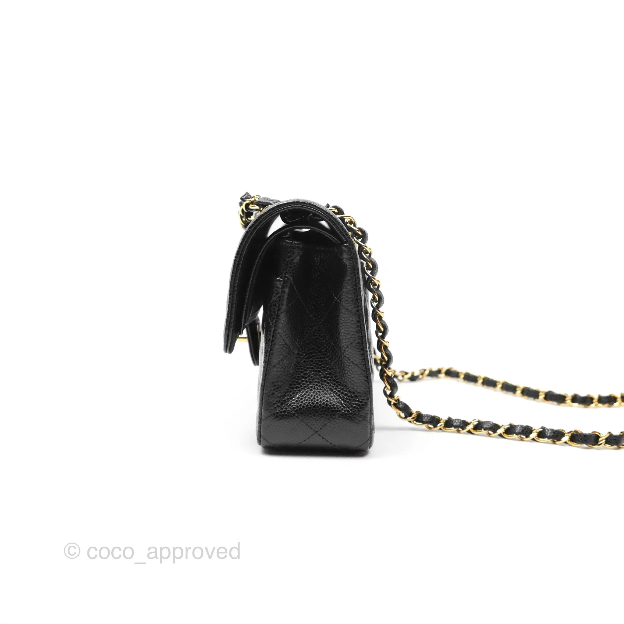 Chanel Small Classic Flap Quilted Black Caviar Gold Hardware