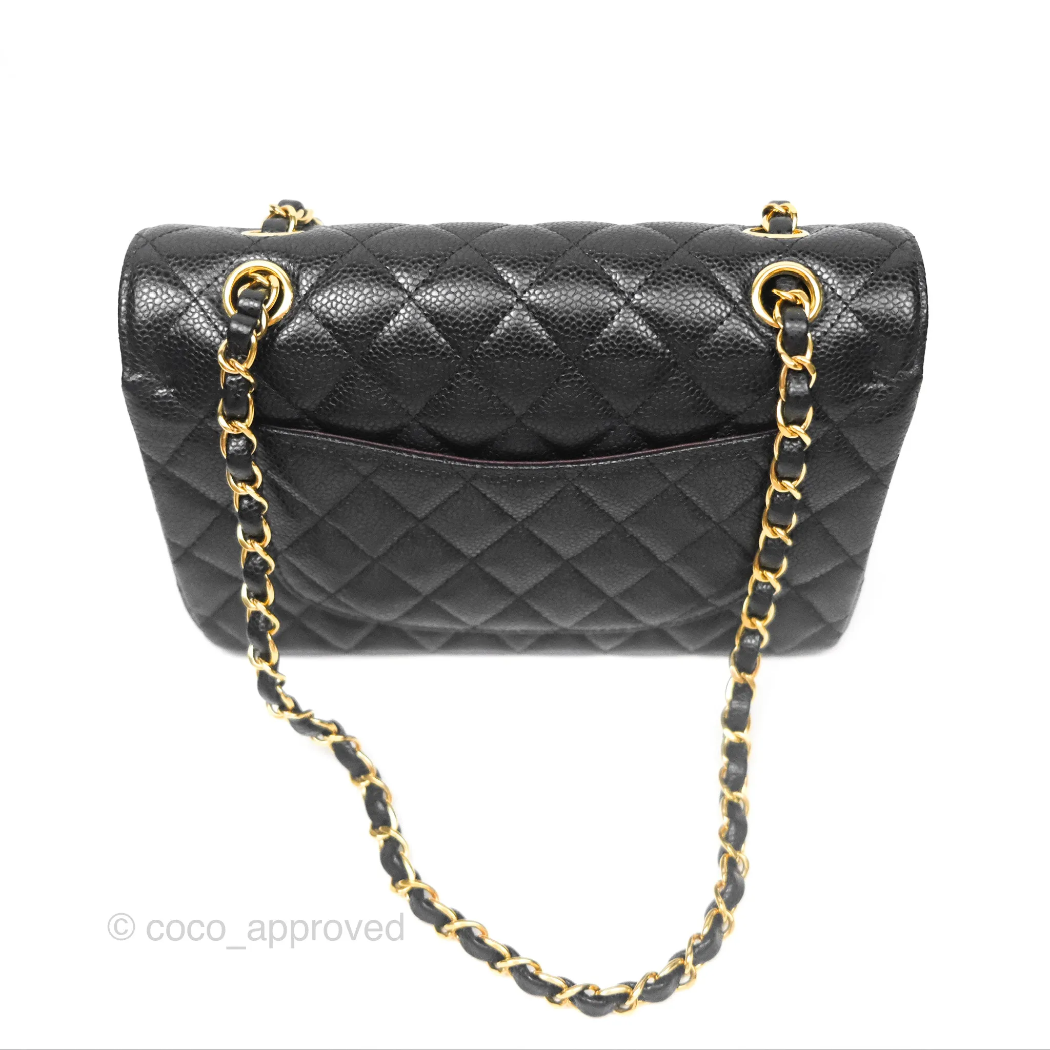 Chanel Small Classic Flap Quilted Black Caviar Gold Hardware