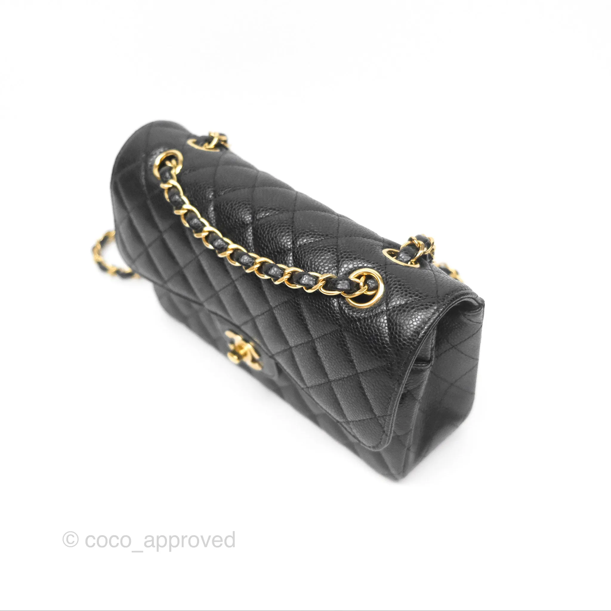 Chanel Small Classic Flap Quilted Black Caviar Gold Hardware