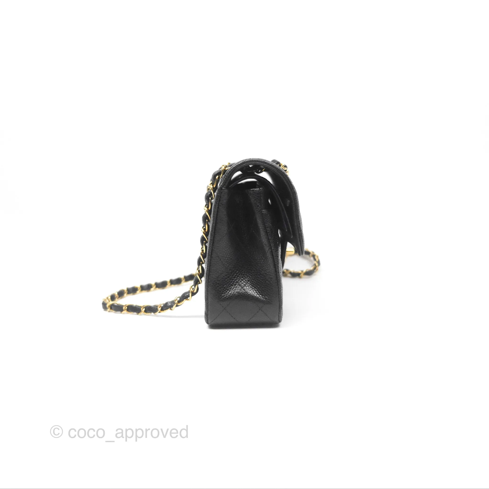 Chanel Small Classic Flap Quilted Black Caviar Gold Hardware