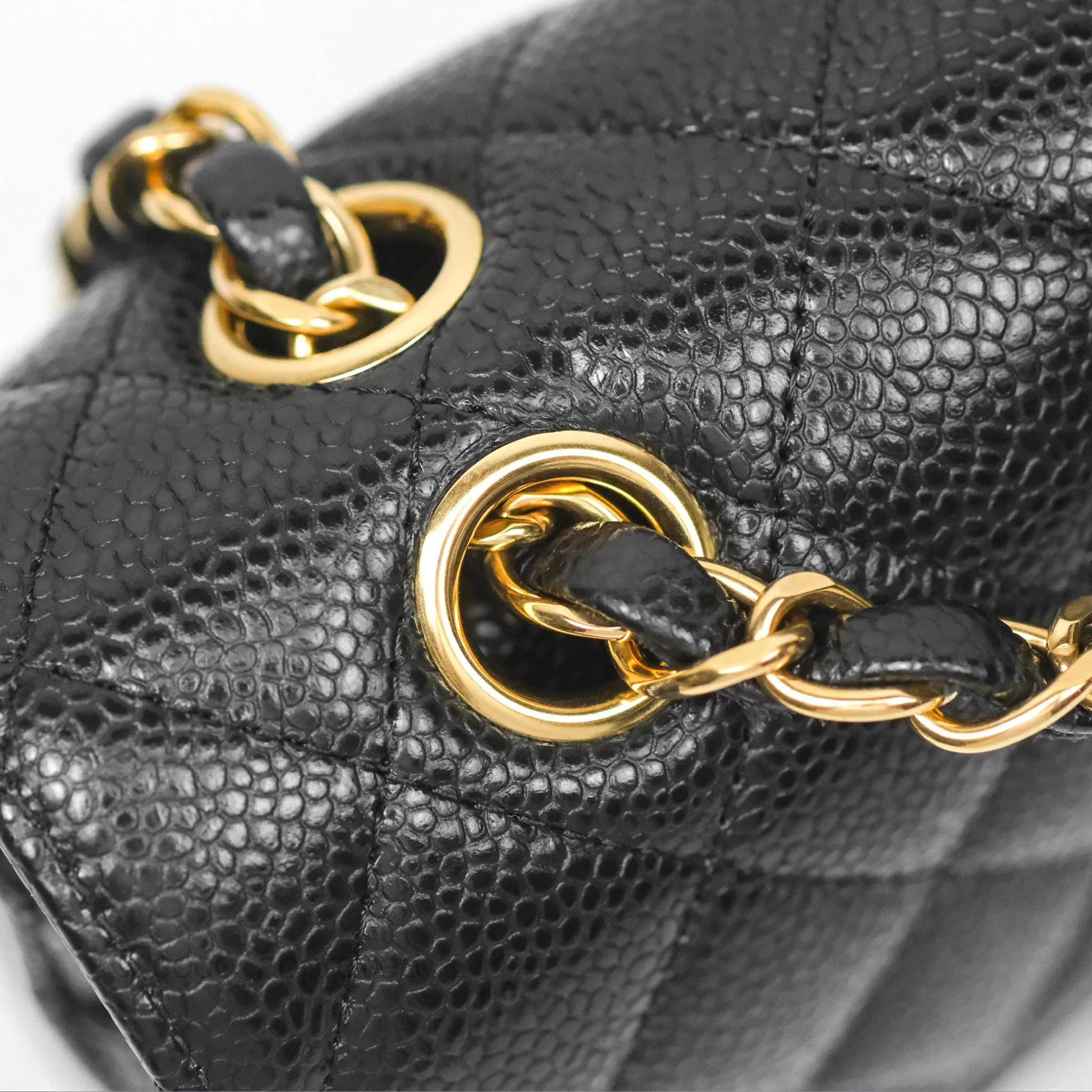 Chanel Small Classic Flap Quilted Black Caviar Gold Hardware