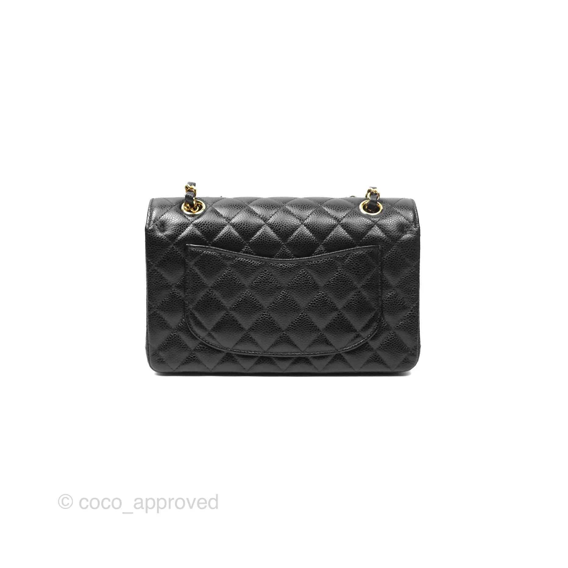 Chanel Small Classic Flap Quilted Black Caviar Gold Hardware