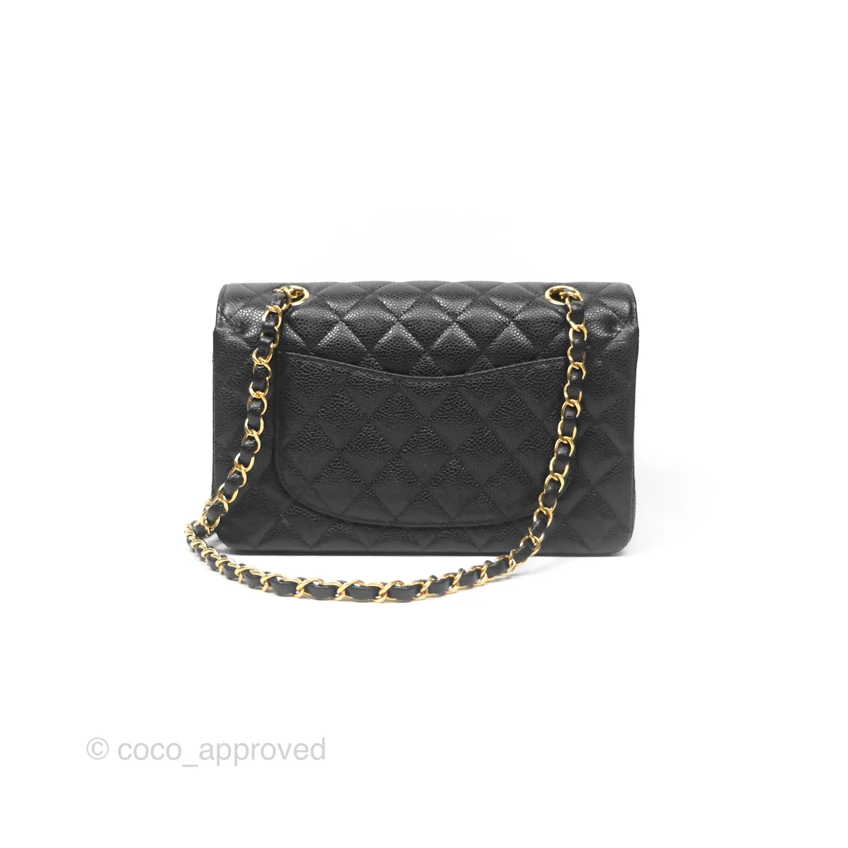 Chanel Small Classic Flap Quilted Black Caviar Gold Hardware