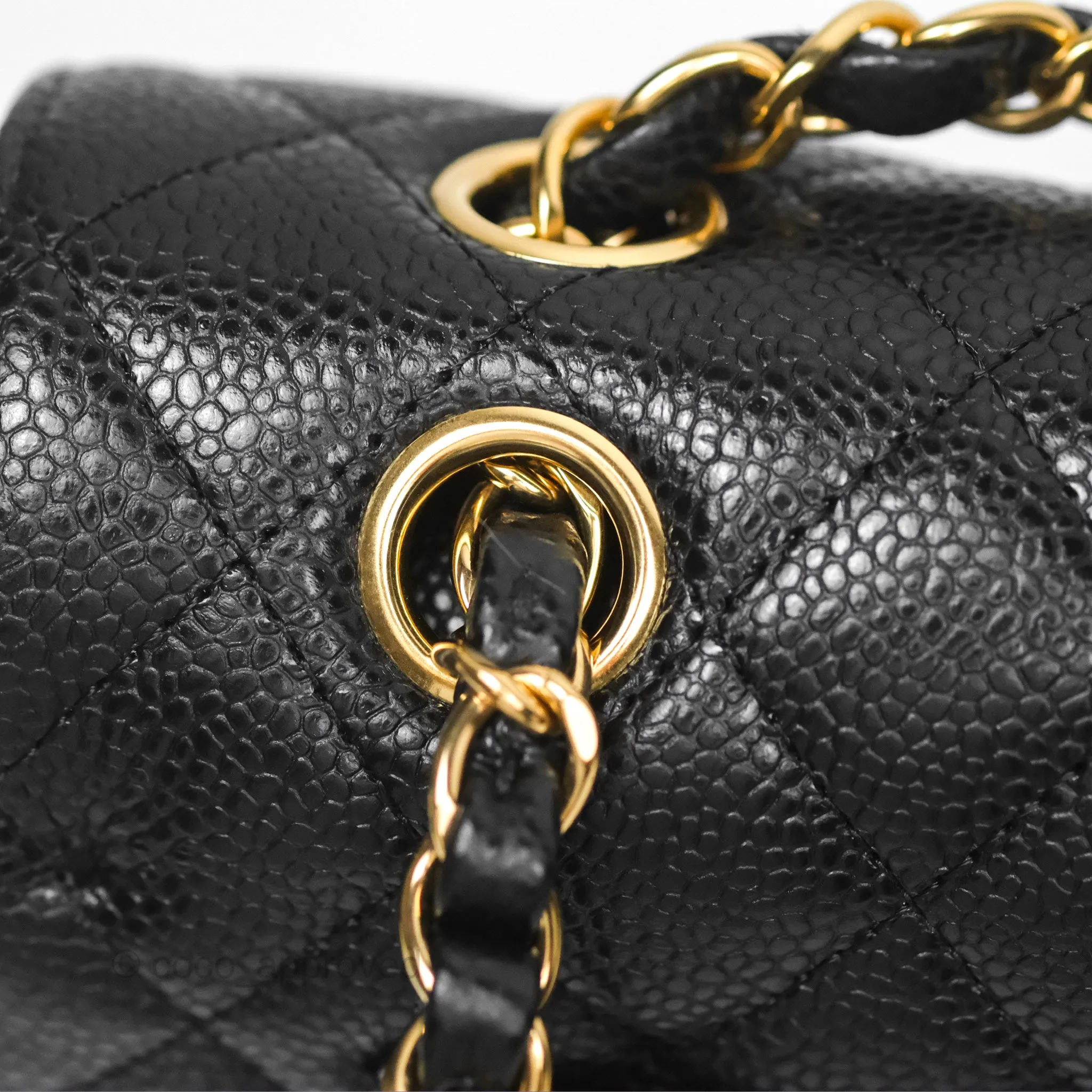 Chanel Small Classic Flap Quilted Black Caviar Gold Hardware