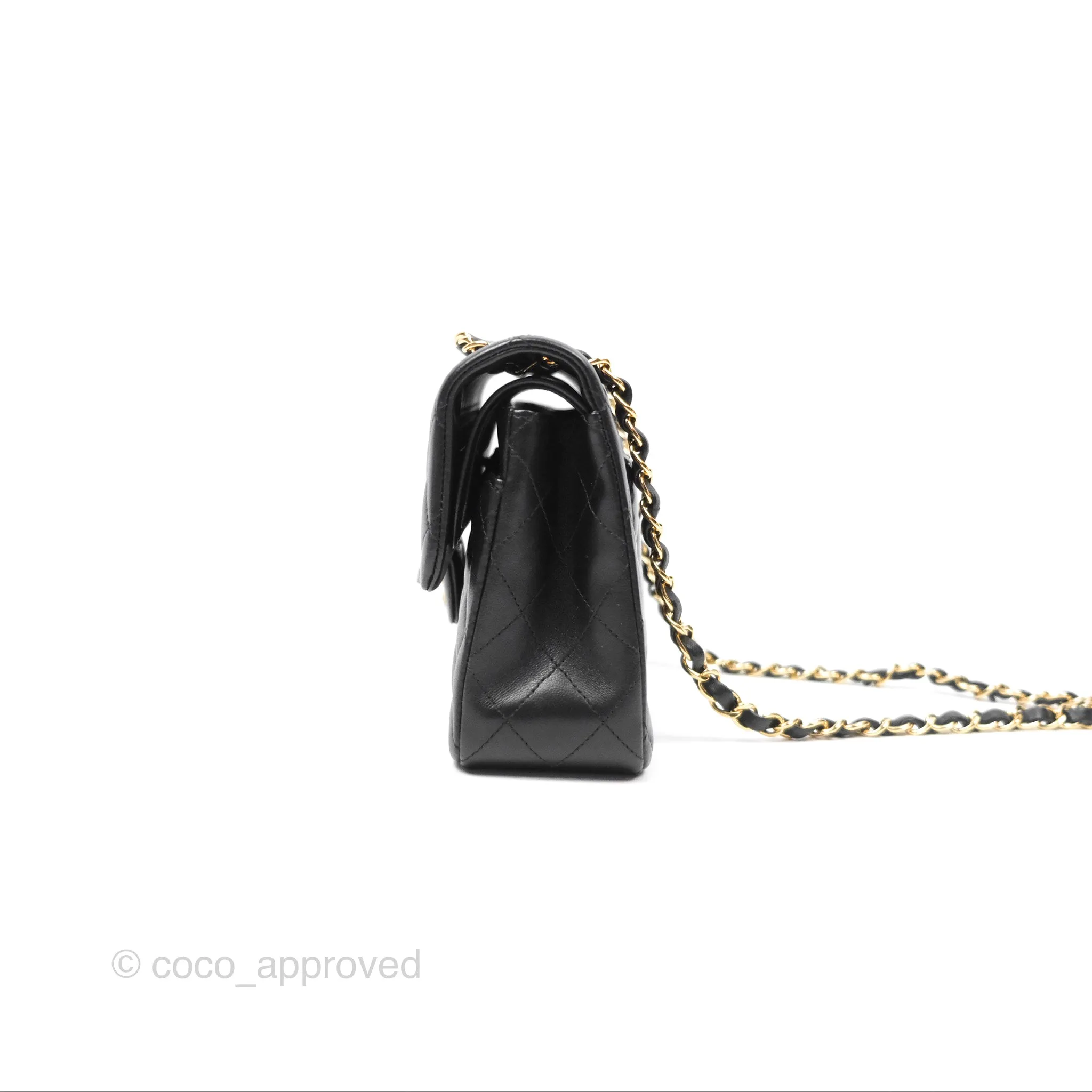 Chanel Small Classic Flap Quilted Black Lambskin Gold Hardware