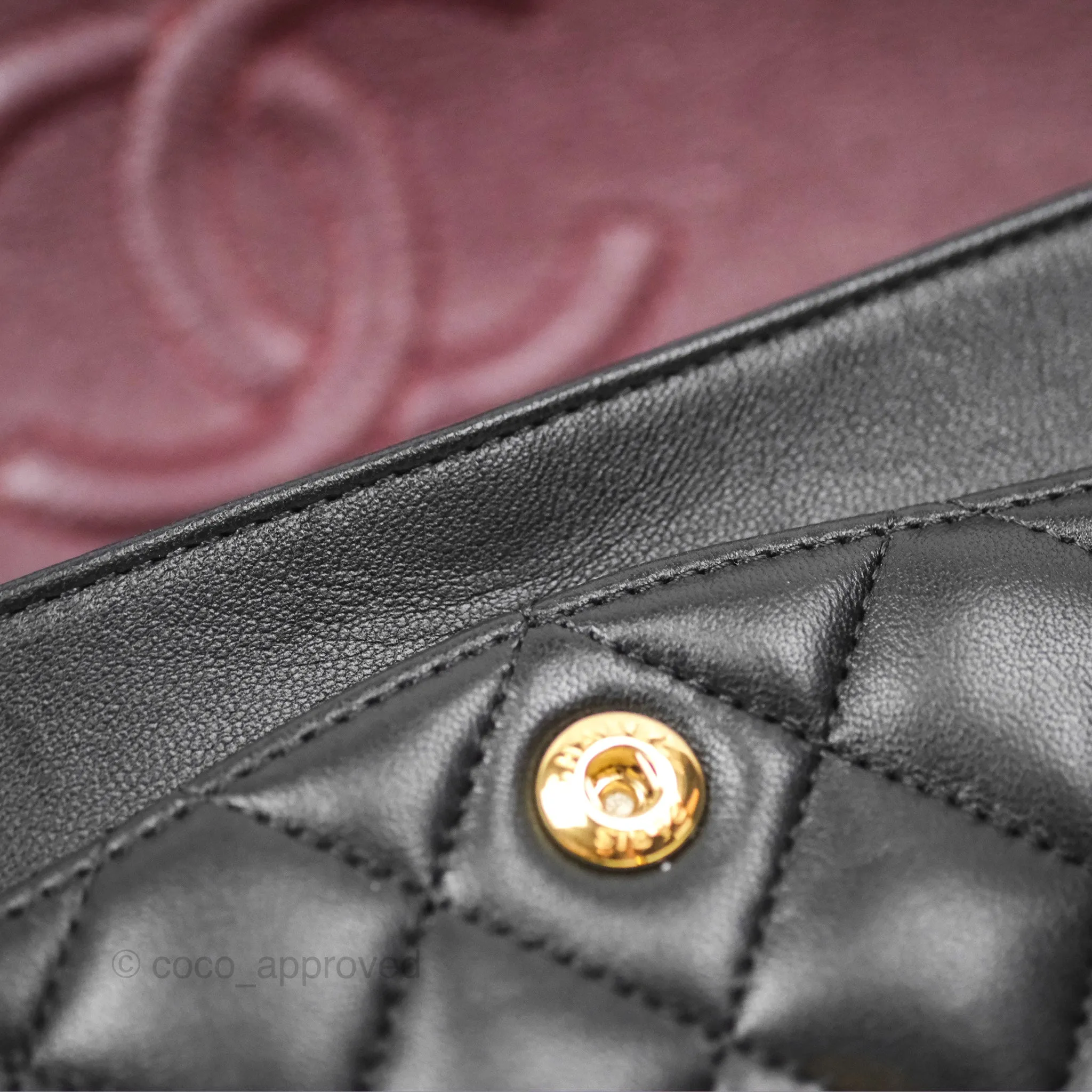 Chanel Small Classic Flap Quilted Black Lambskin Gold Hardware