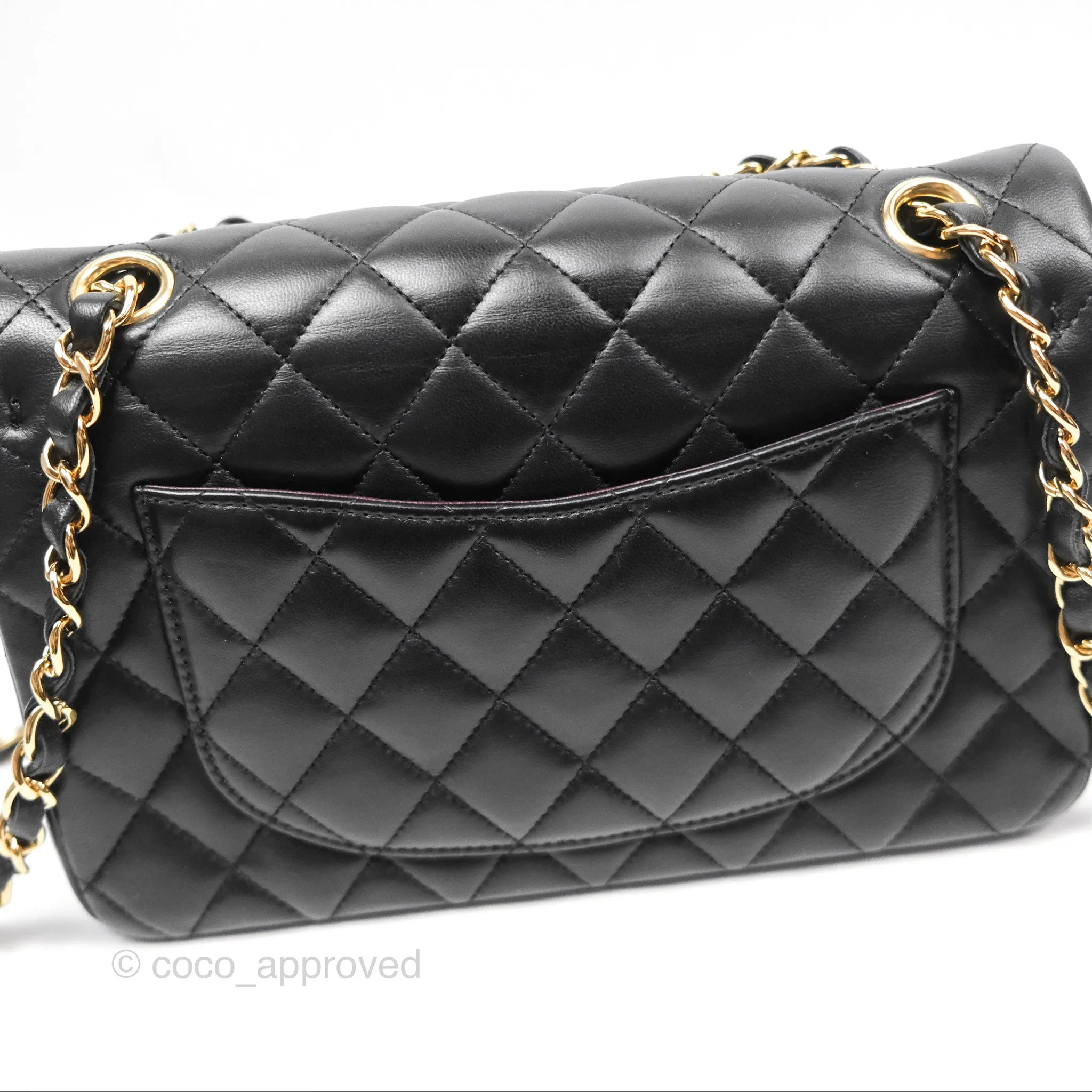 Chanel Small Classic Flap Quilted Black Lambskin Gold Hardware
