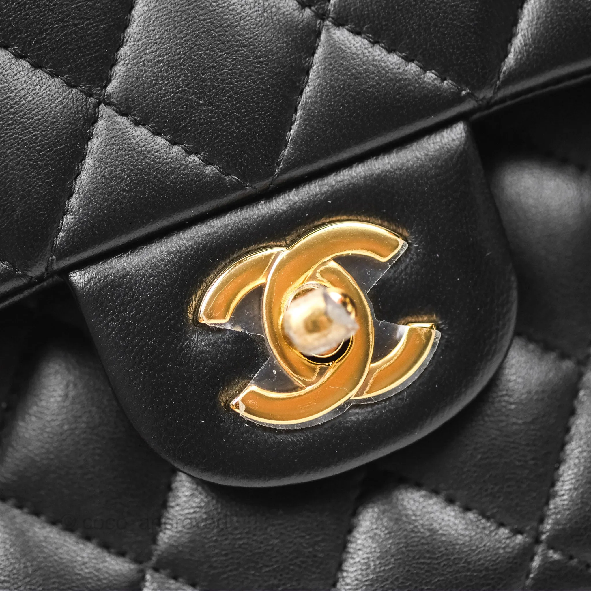 Chanel Small Classic Flap Quilted Black Lambskin Gold Hardware